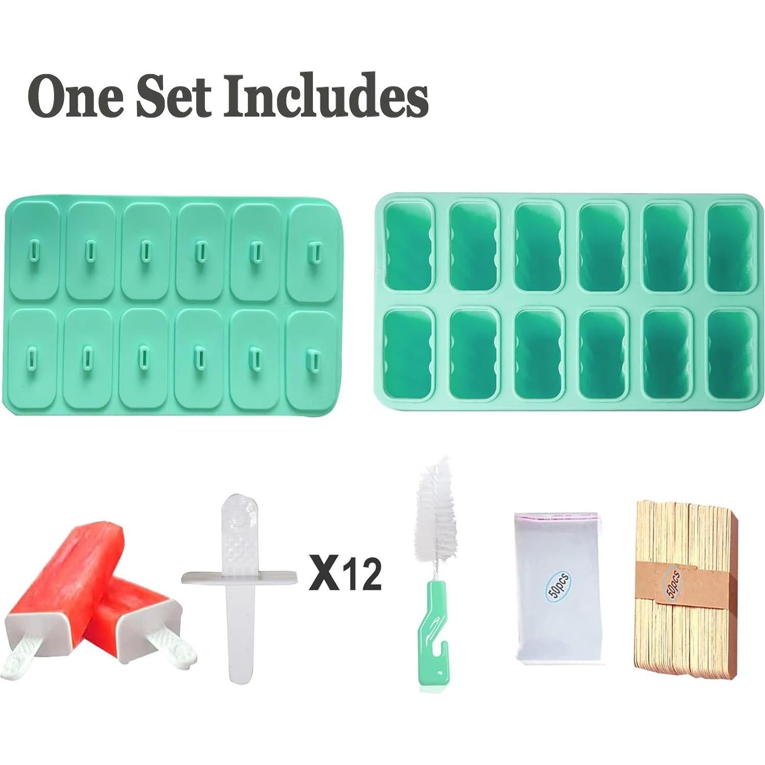 Moldes de Popsicle de Silicona Wpunwen 12 Cavidades Verde