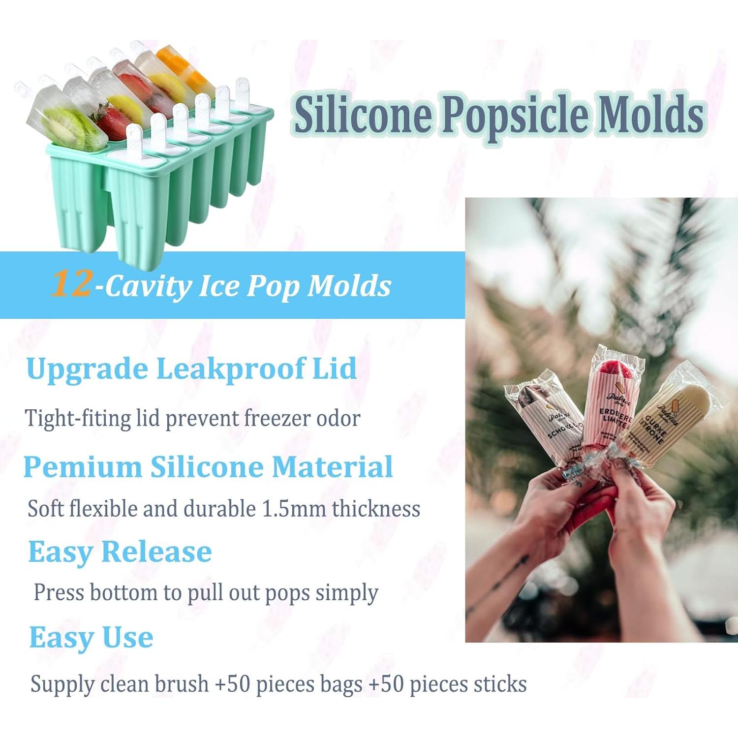 Moldes de Popsicle de Silicona Wpunwen 12 Cavidades Verde