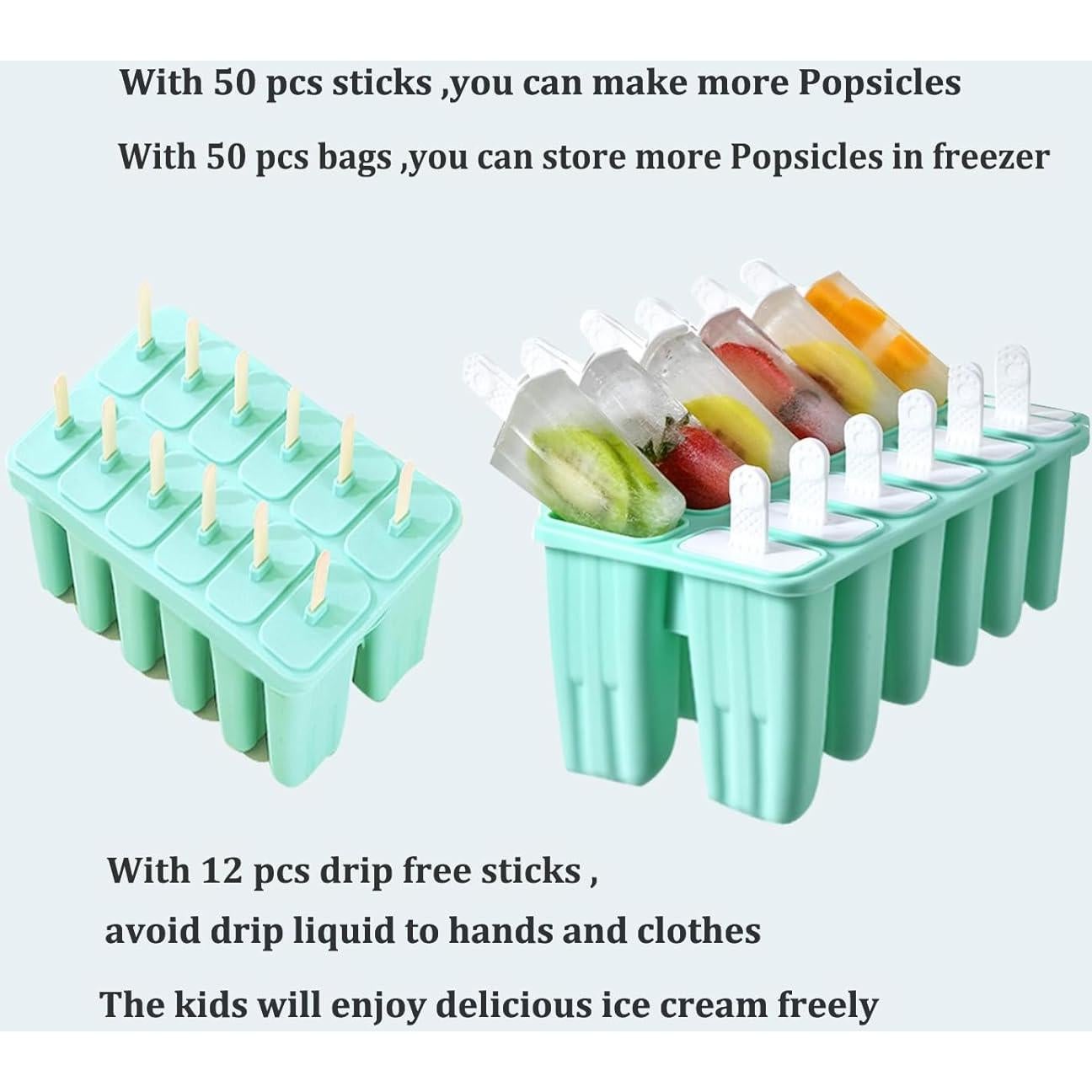 Moldes de Popsicle de Silicona Wpunwen 12 Cavidades Verde