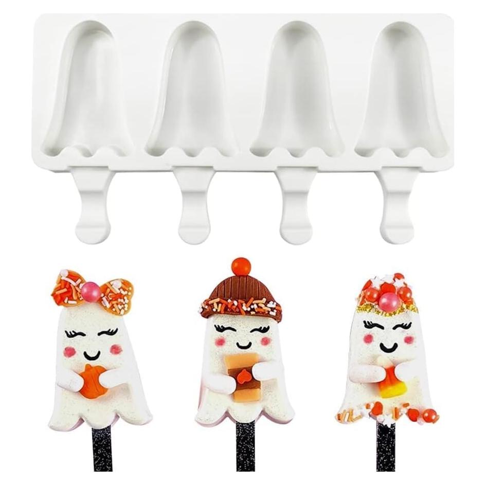 Molde de Paleta de Silicona Ykybhx Fantasma Halloween 4 Cavidades