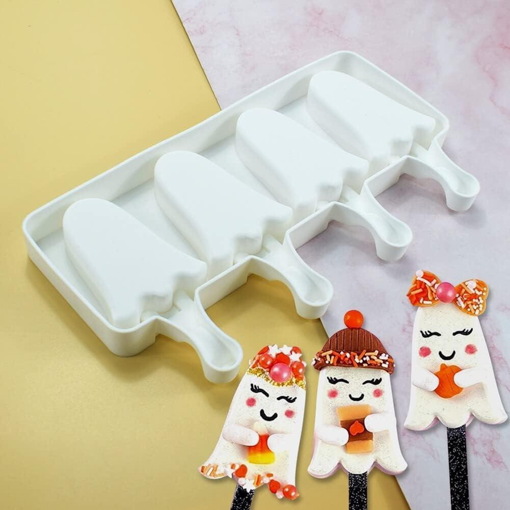 Molde de Paleta de Silicona Ykybhx Fantasma Halloween 4 Cavidades