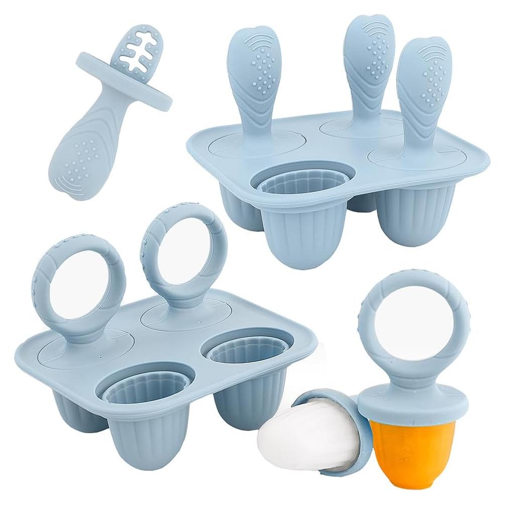 Moldes de Paletas de Silicona ILEYLUY para Bebés - 2 Set Azul