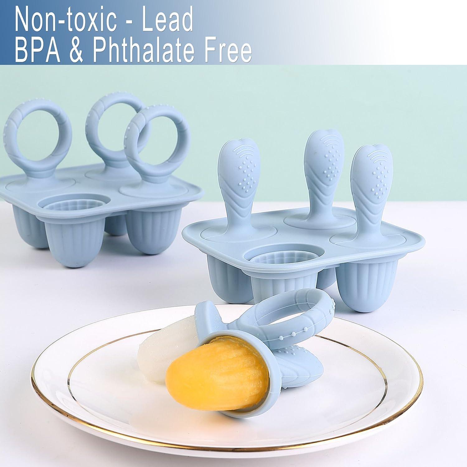 Moldes de Paletas de Silicona ILEYLUY para Bebés - 2 Set Azul