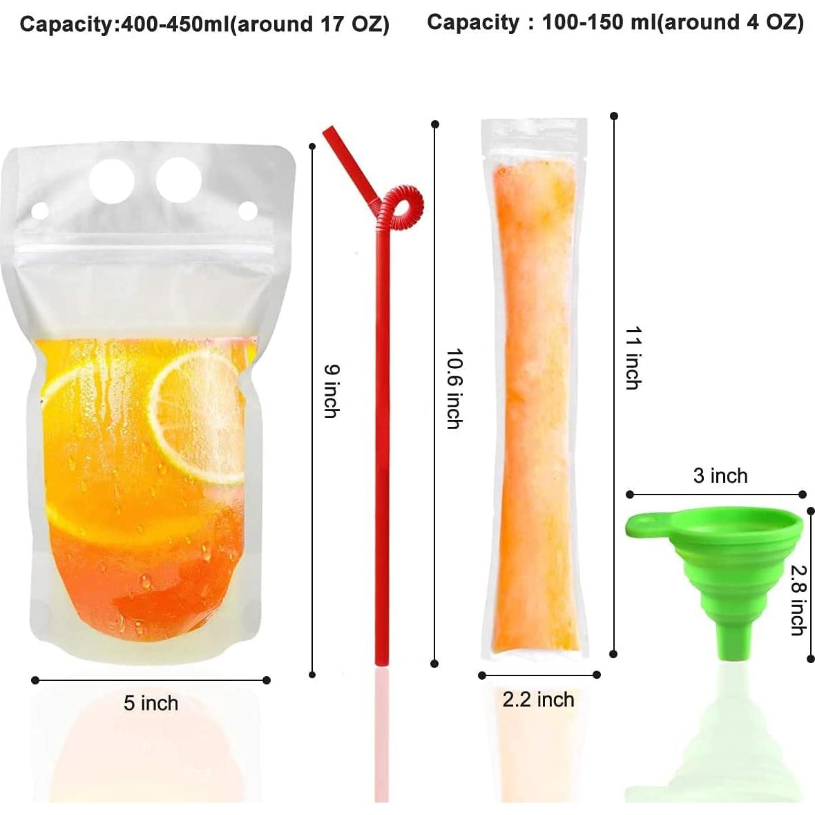 100 Bolsas para Bebidas Ucio + 30 Moldes de Paletas Desechables