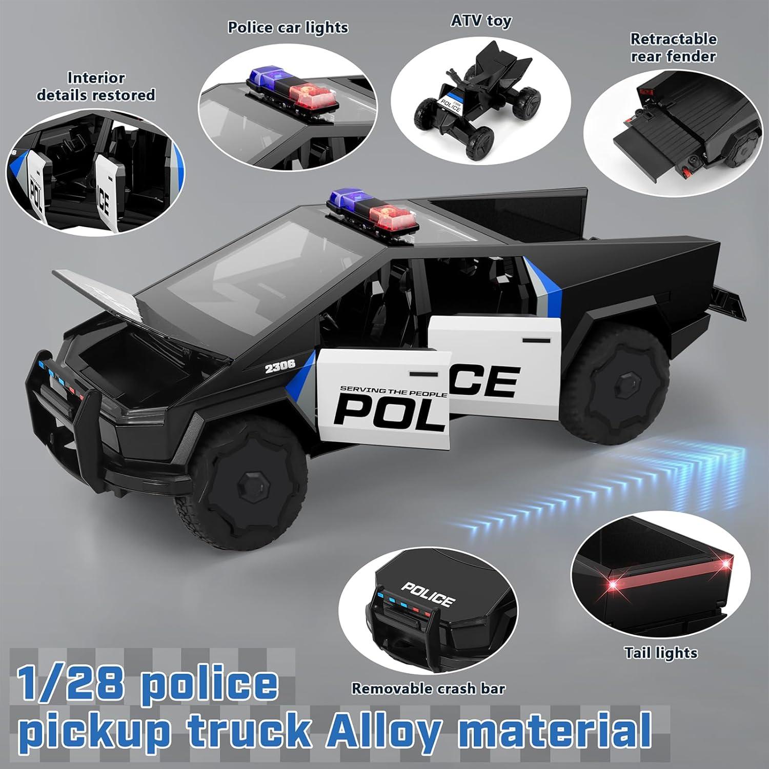 Camión de Juguete Policía ZOCBOYO 1:28 Aleación Metal con Luz y Sonido