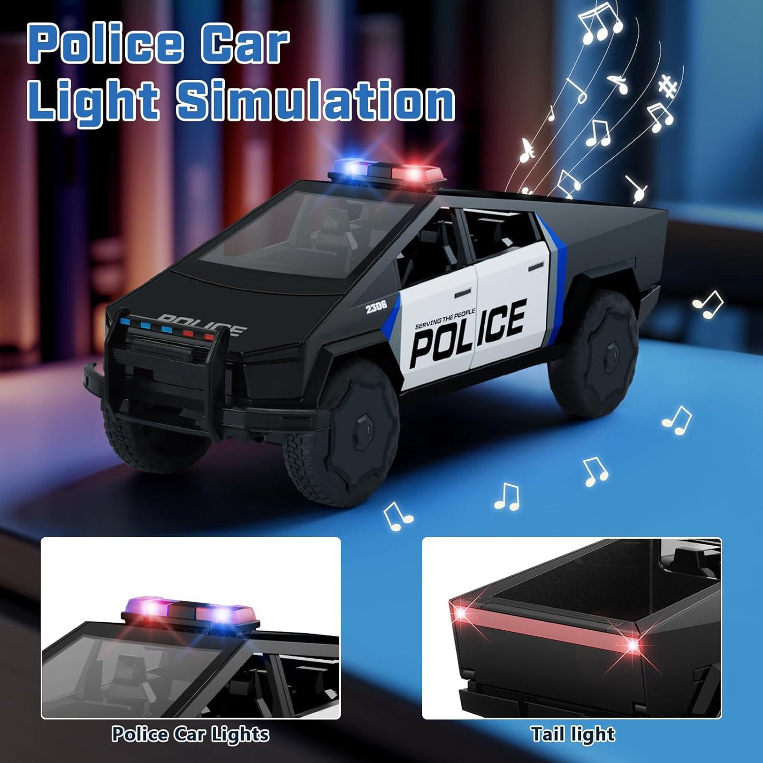 Camión de Juguete Policía ZOCBOYO 1:28 Aleación Metal con Luz y Sonido