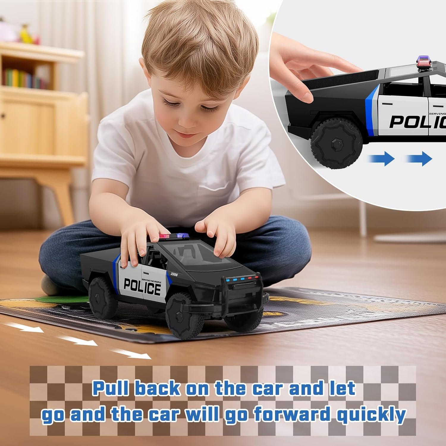 Camión de Juguete Policía ZOCBOYO 1:28 Aleación Metal con Luz y Sonido