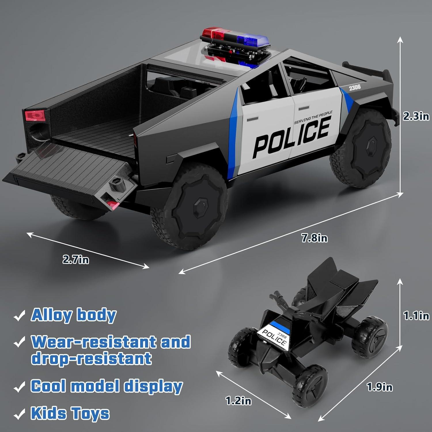 Camión de Juguete Policía ZOCBOYO 1:28 Aleación Metal con Luz y Sonido