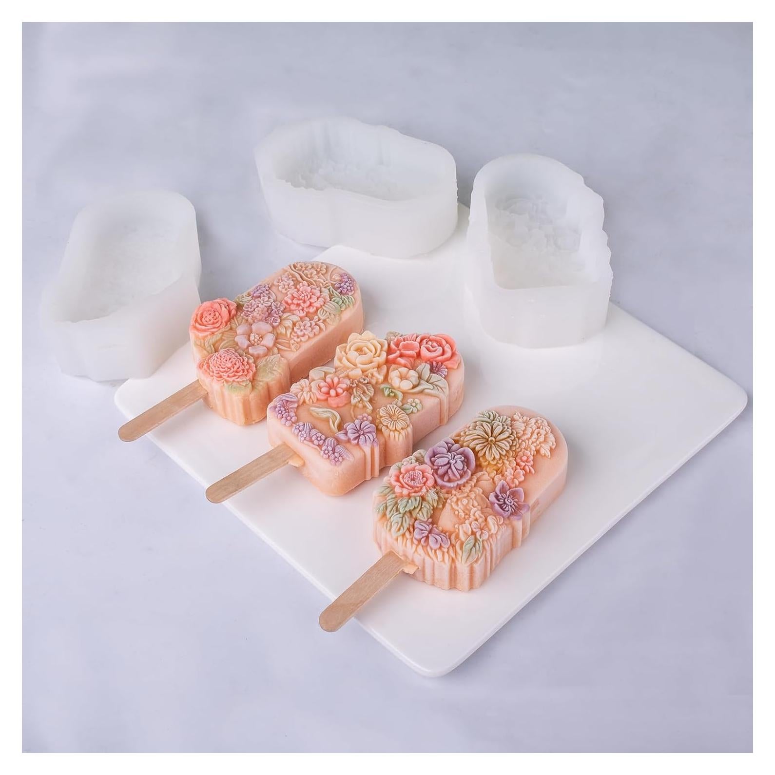 Juego de Moldes de Helado Floral HOMYCOCO - Silicona 3Pcs