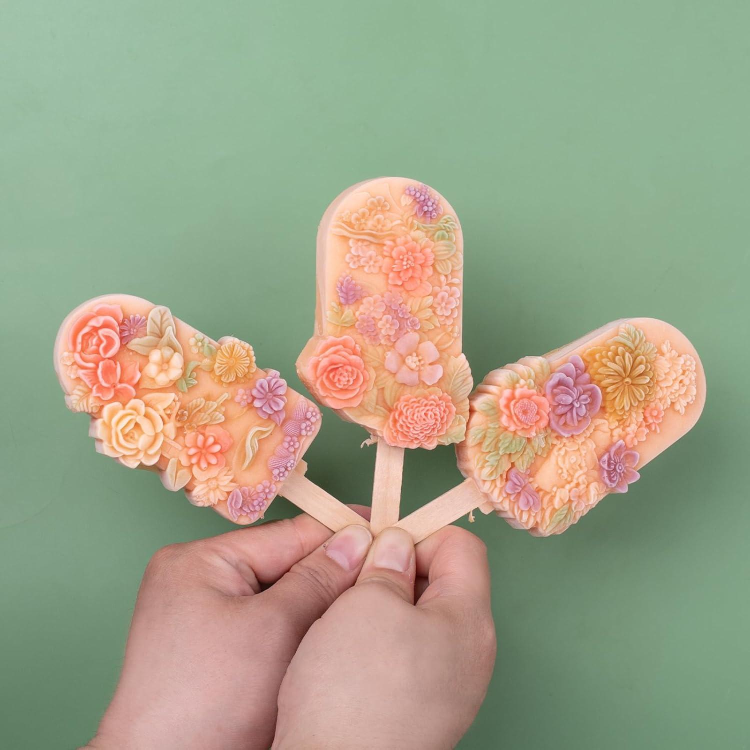 Juego de Moldes de Helado Floral HOMYCOCO - Silicona 3Pcs