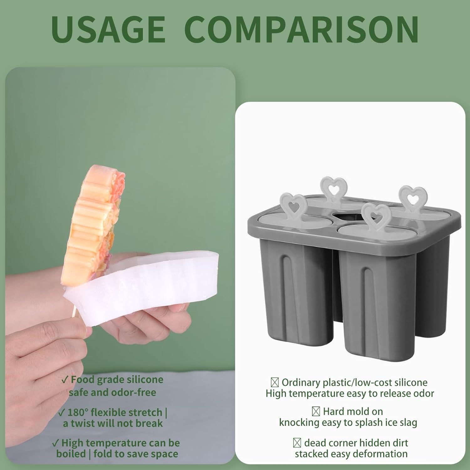 Juego de Moldes de Helado Floral HOMYCOCO - Silicona 3Pcs