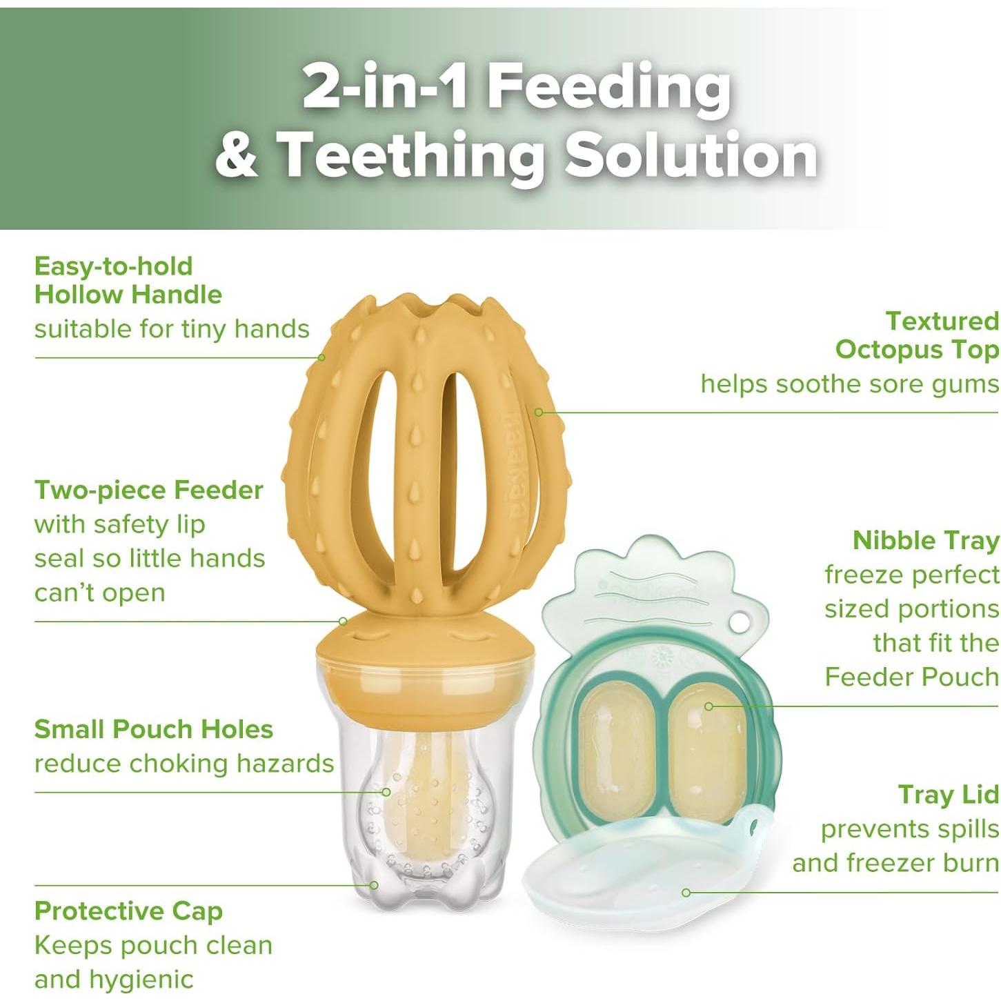 Alimentador de Frutas Haakaa Pulpo Mostaza + Moldes Helado