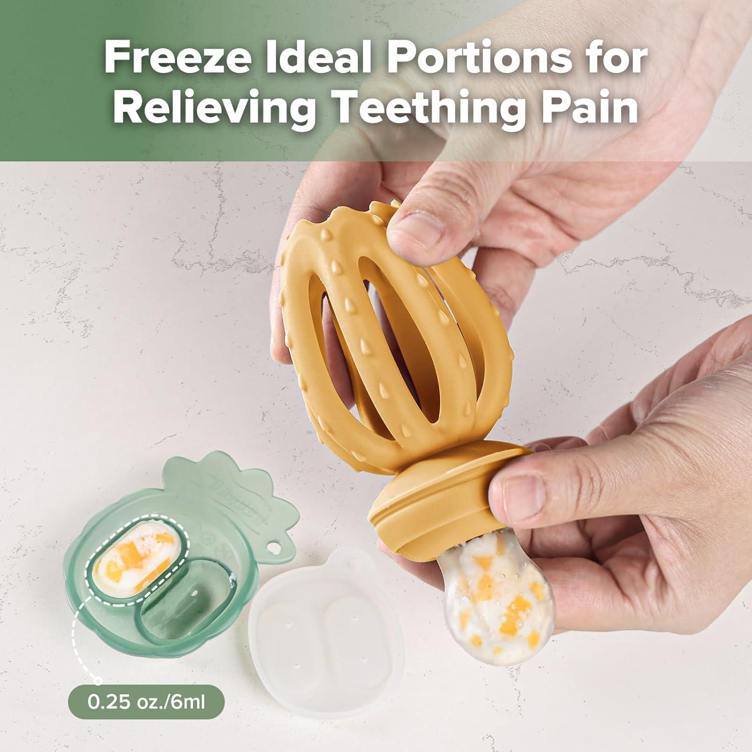 Alimentador de Frutas Haakaa Pulpo Mostaza + Moldes Helado