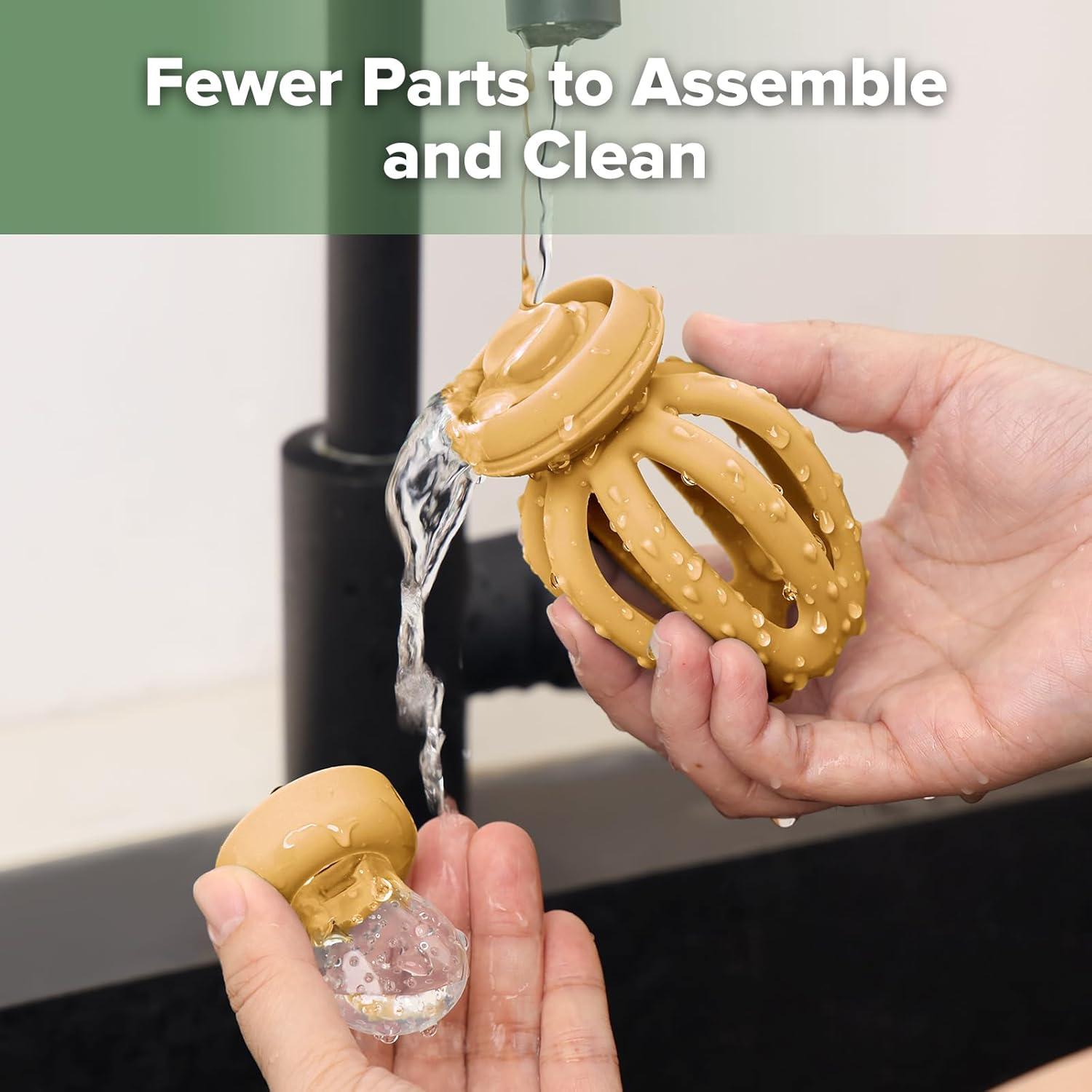 Alimentador de Frutas Haakaa Pulpo Mostaza + Moldes Helado