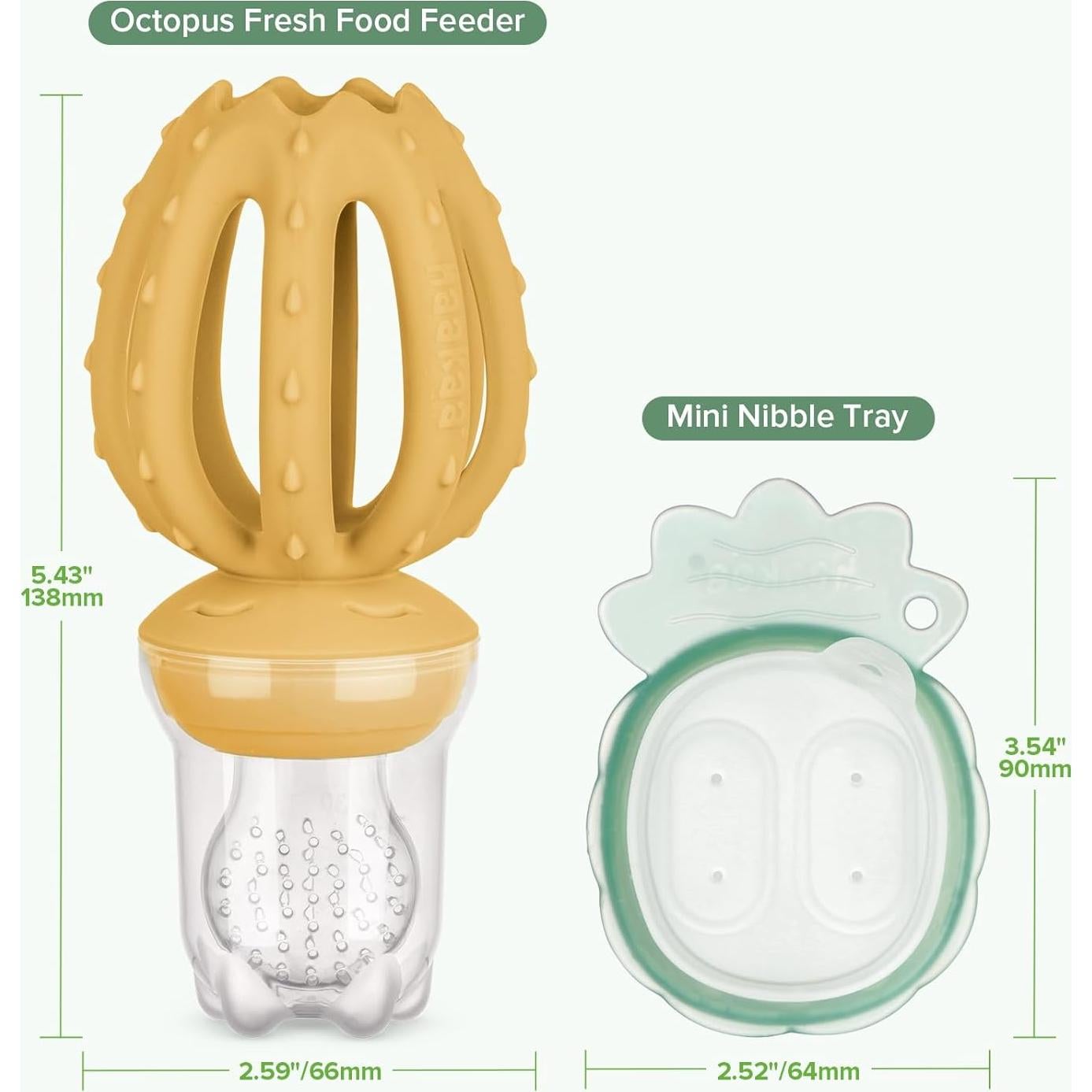 Alimentador de Frutas Haakaa Pulpo Mostaza + Moldes Helado