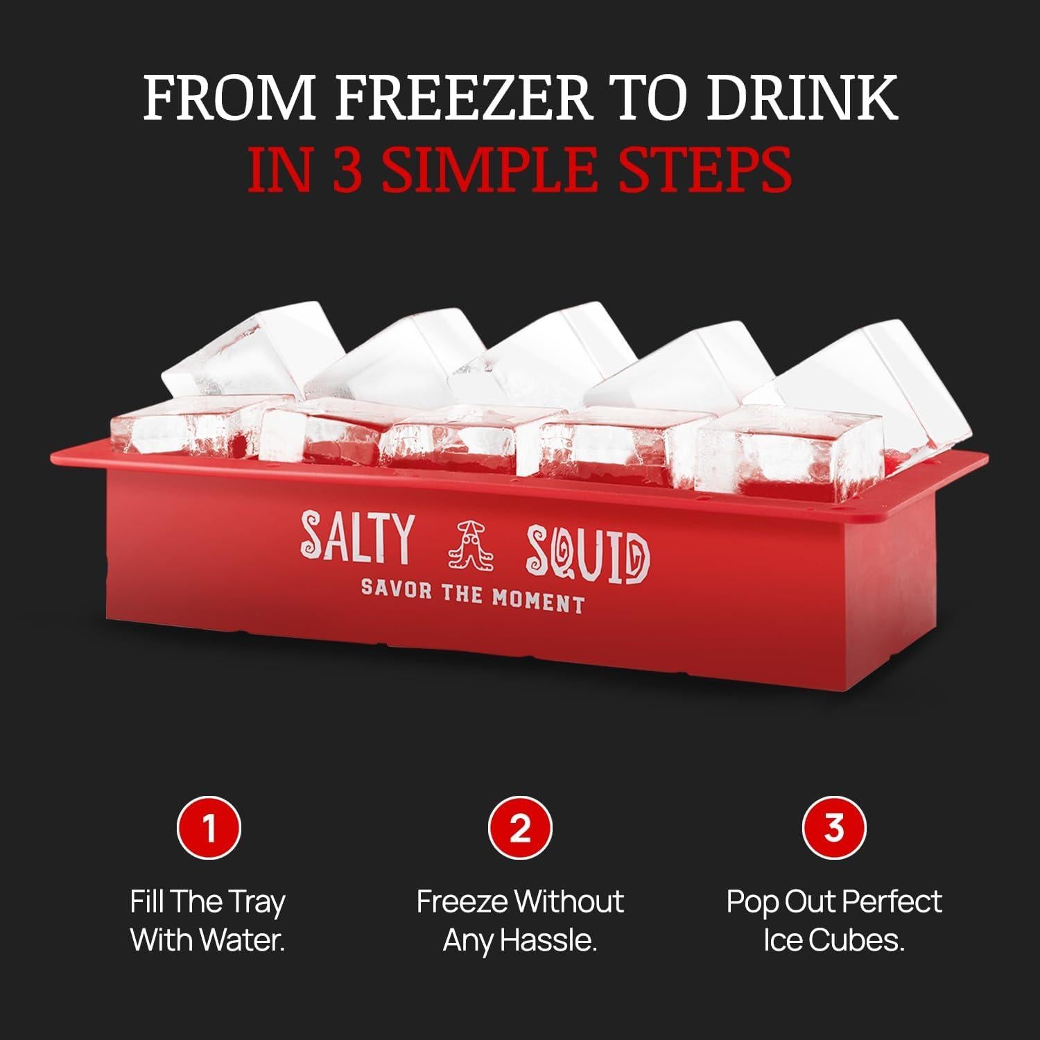 Molde de Cubos de Hielo Salty Squid 10 Grandes 5.08 cm Rojo