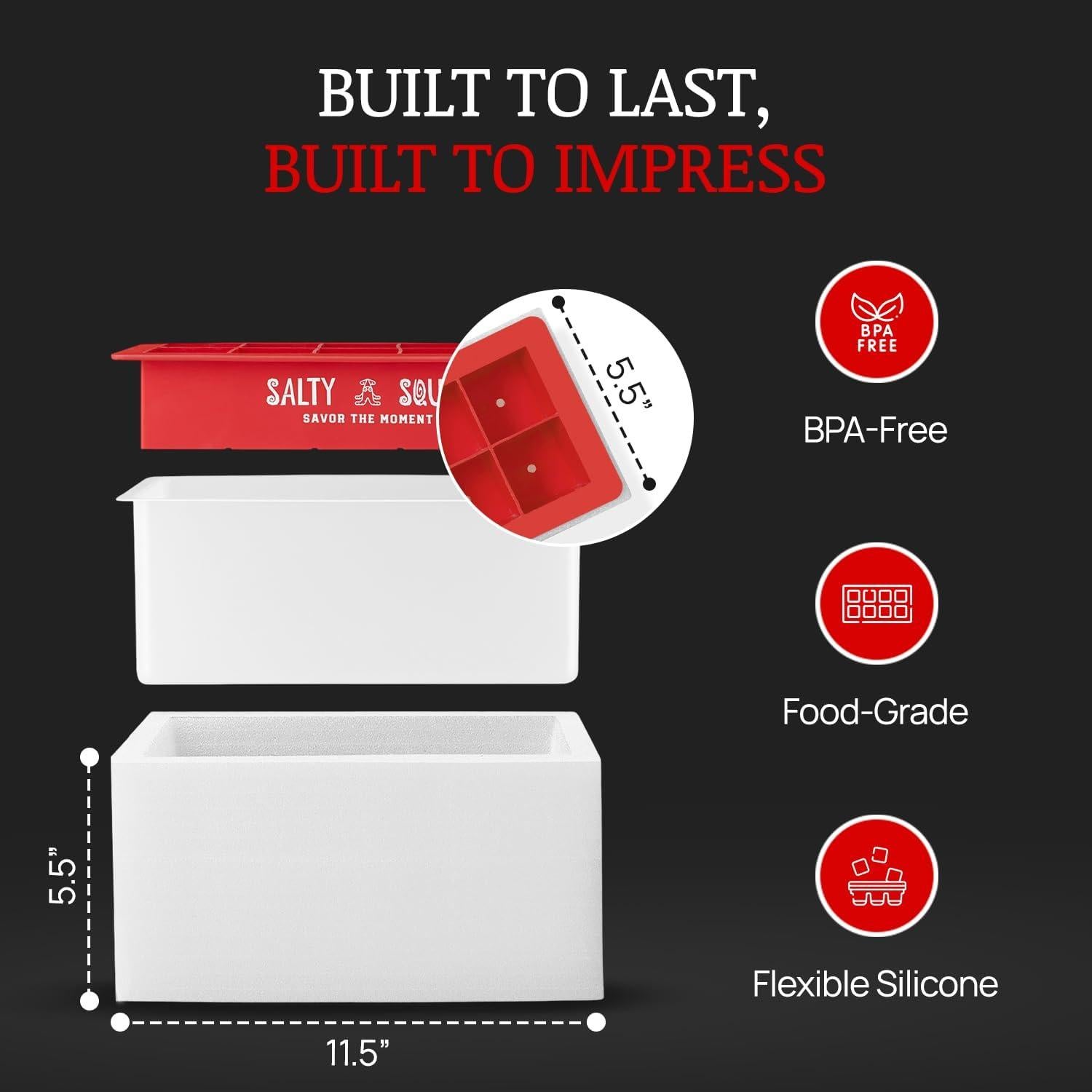 Molde de Cubos de Hielo Salty Squid 10 Grandes 5.08 cm Rojo