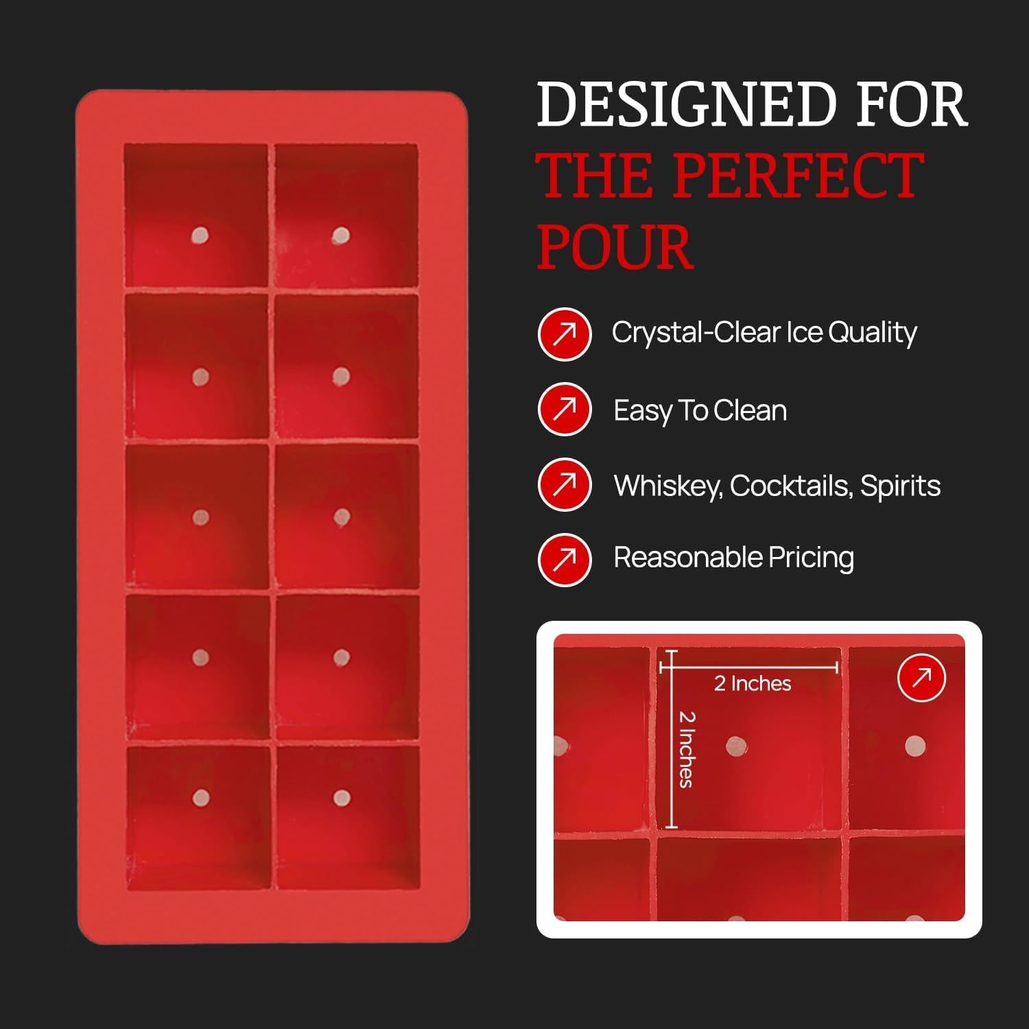 Molde de Cubos de Hielo Salty Squid 10 Grandes 5.08 cm Rojo