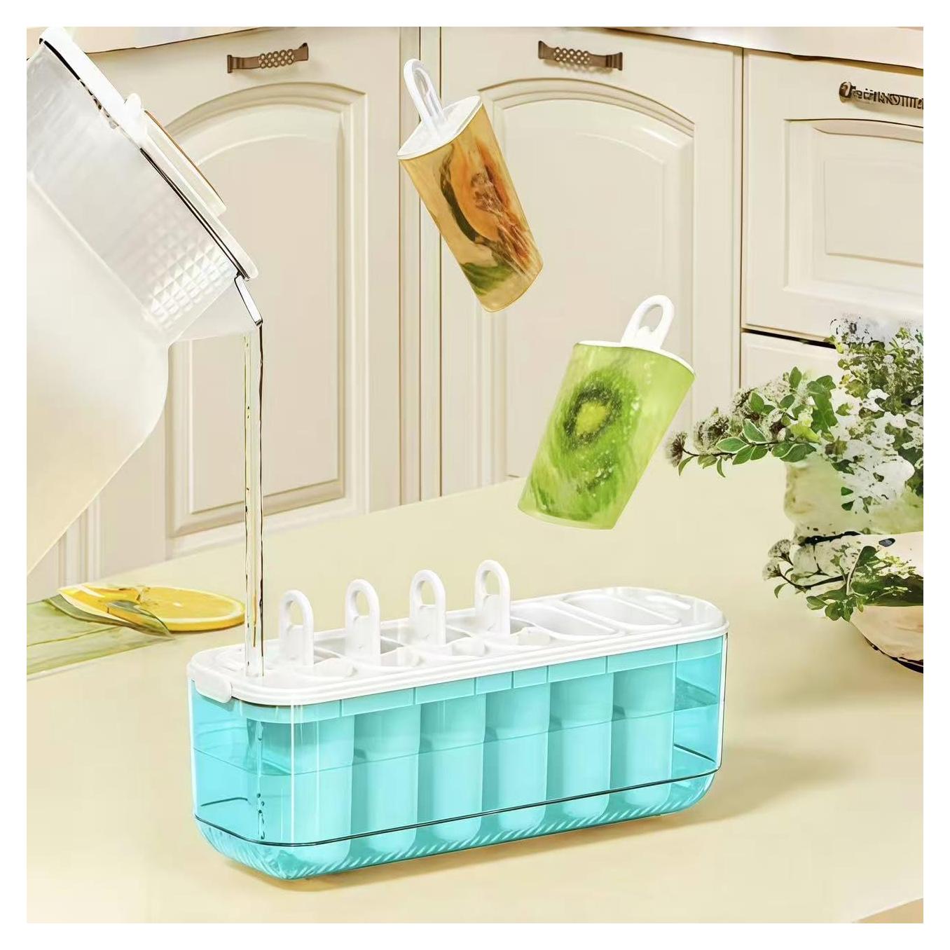 Moldes de Paletas Reutilizables 6 Cavidades Azul - PET Seguro