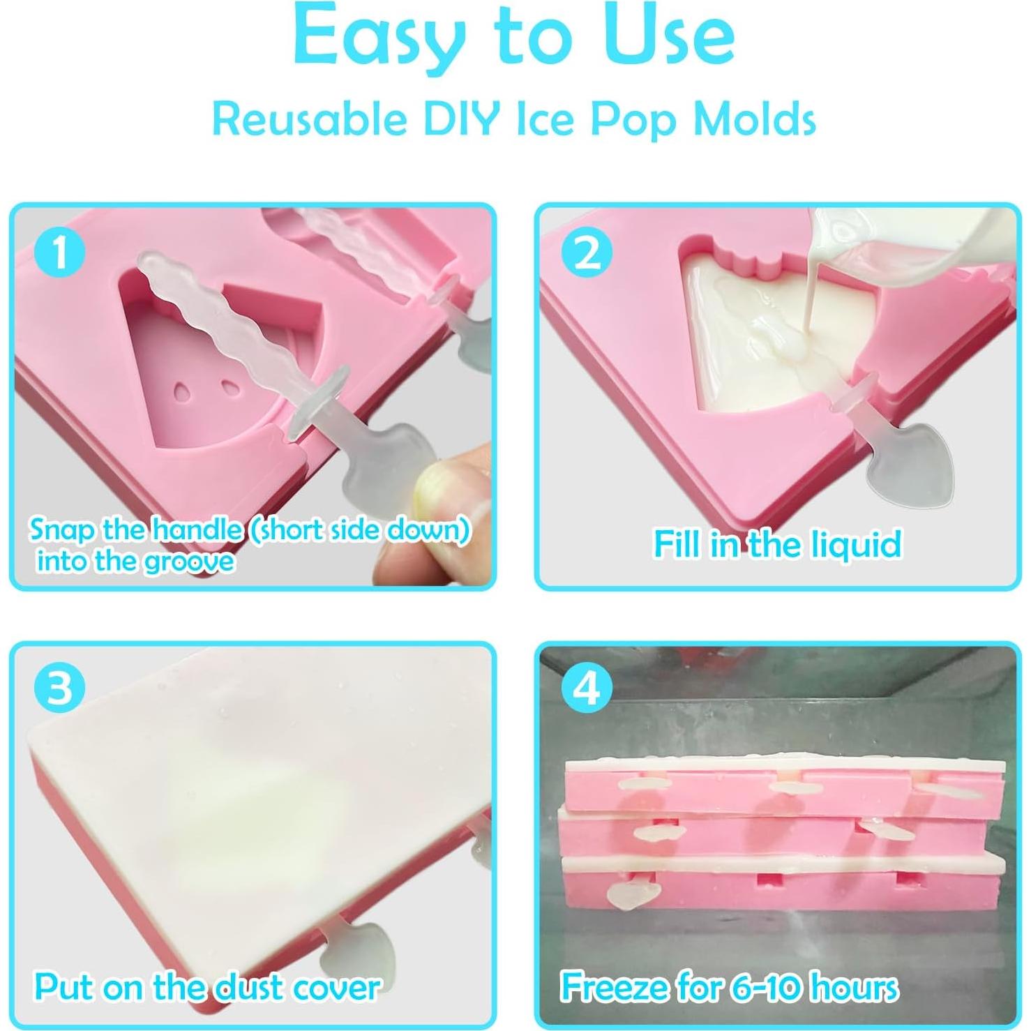 Moldes de Silicona para Paletas Elykorrne - 3 Piezas Rosa