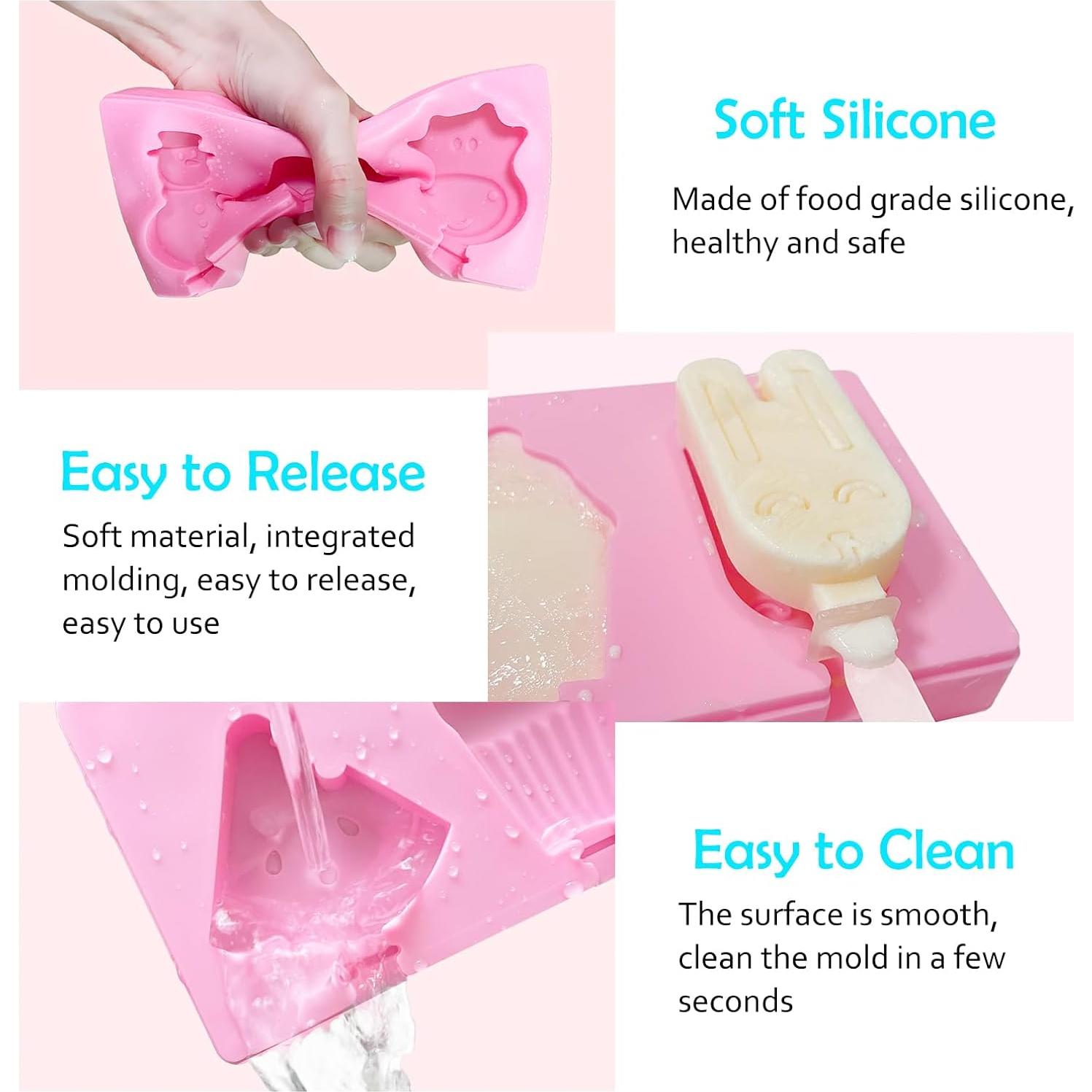 Moldes de Silicona para Paletas Elykorrne - 3 Piezas Rosa