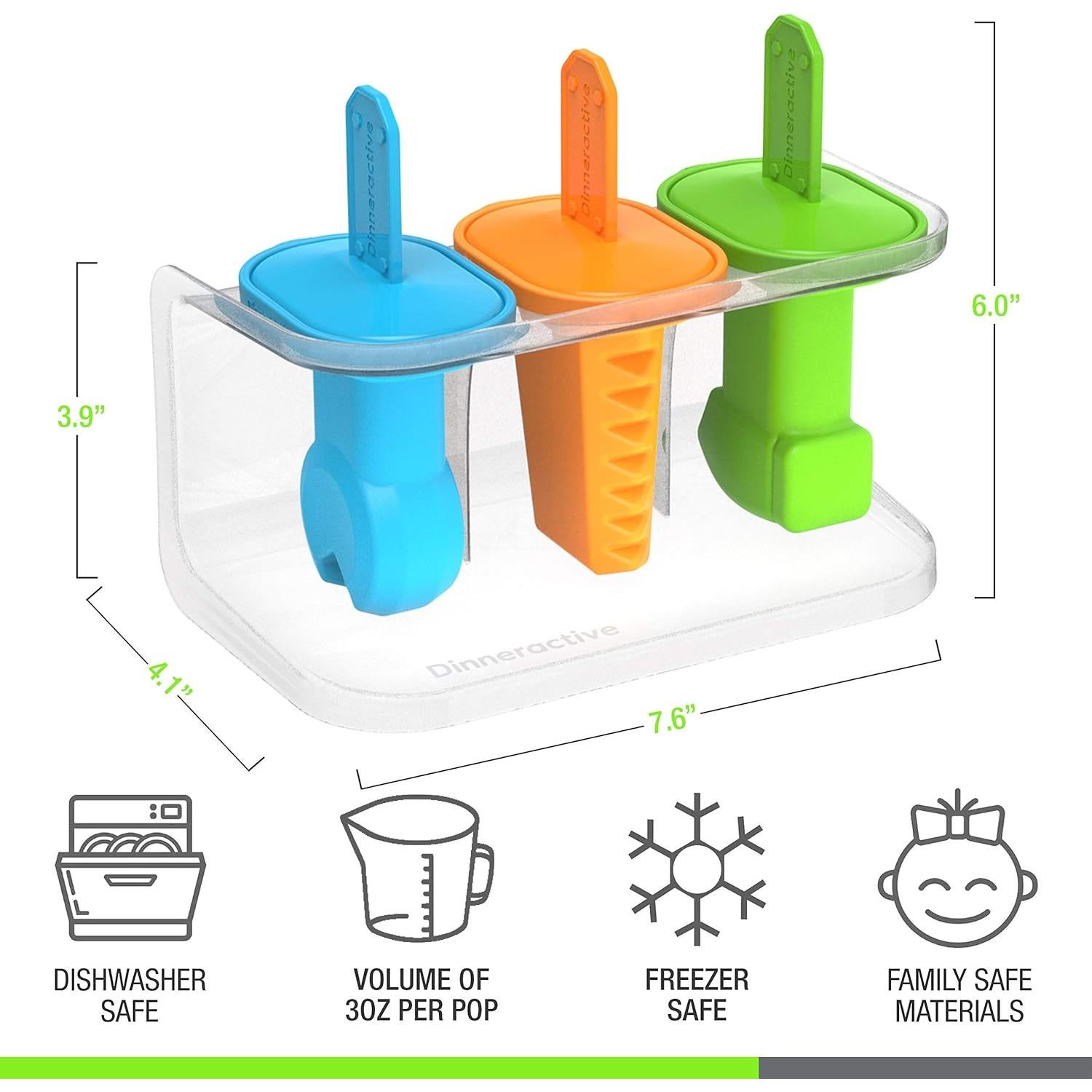 Moldes de Paletas Dinneractive - Set de 3 Silicona Herramientas