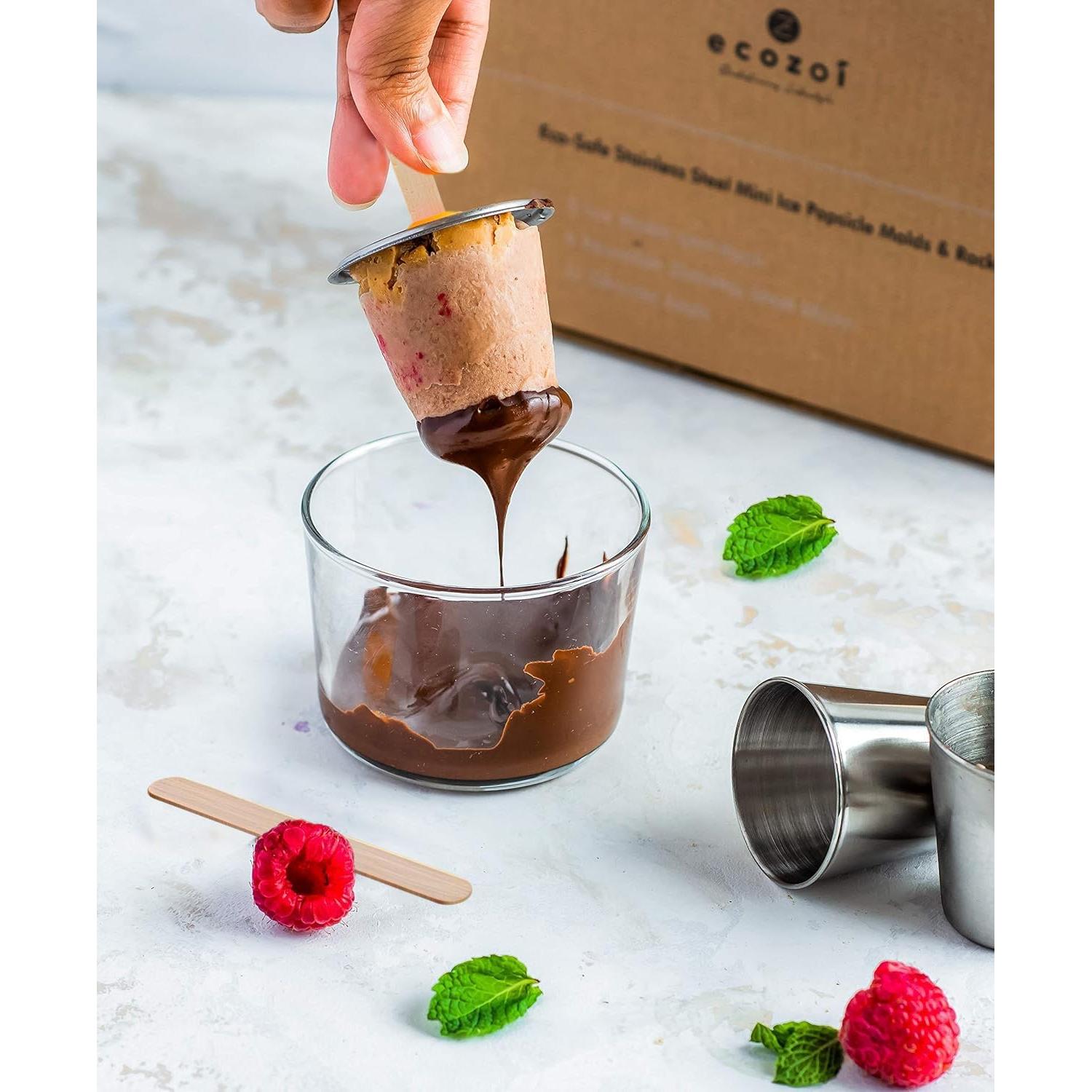 Moldes de Paletas Ecológicos Ecozoi - 6 Mini Redondos de Acero Inoxidable