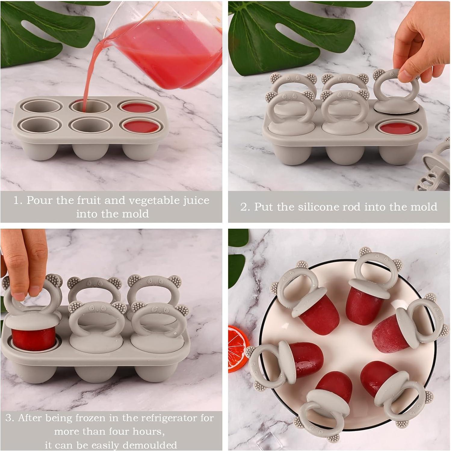 Moukiween Moldes de Paletas para Bebés - Silicona Gris 16x4cm