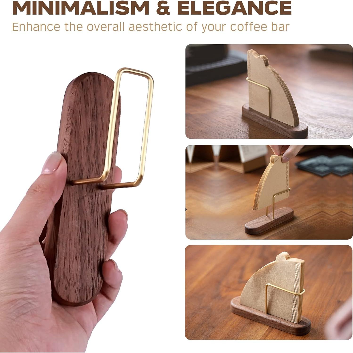 Soporte para Filtros de Café PUNNIO de Nogal y Latón, 1 Unidad