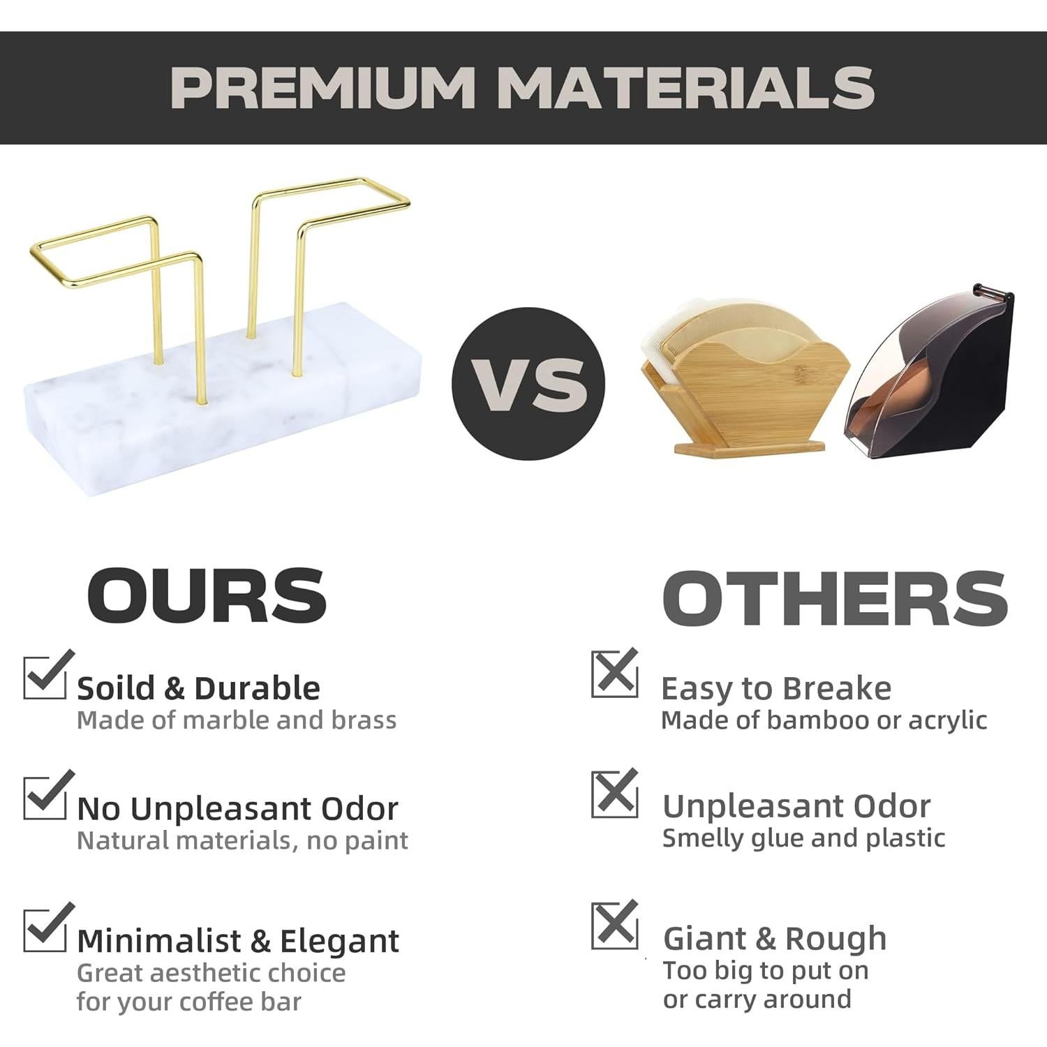 Soporte para Filtros de Café PUNNIO de Mármol Blanco y Latón