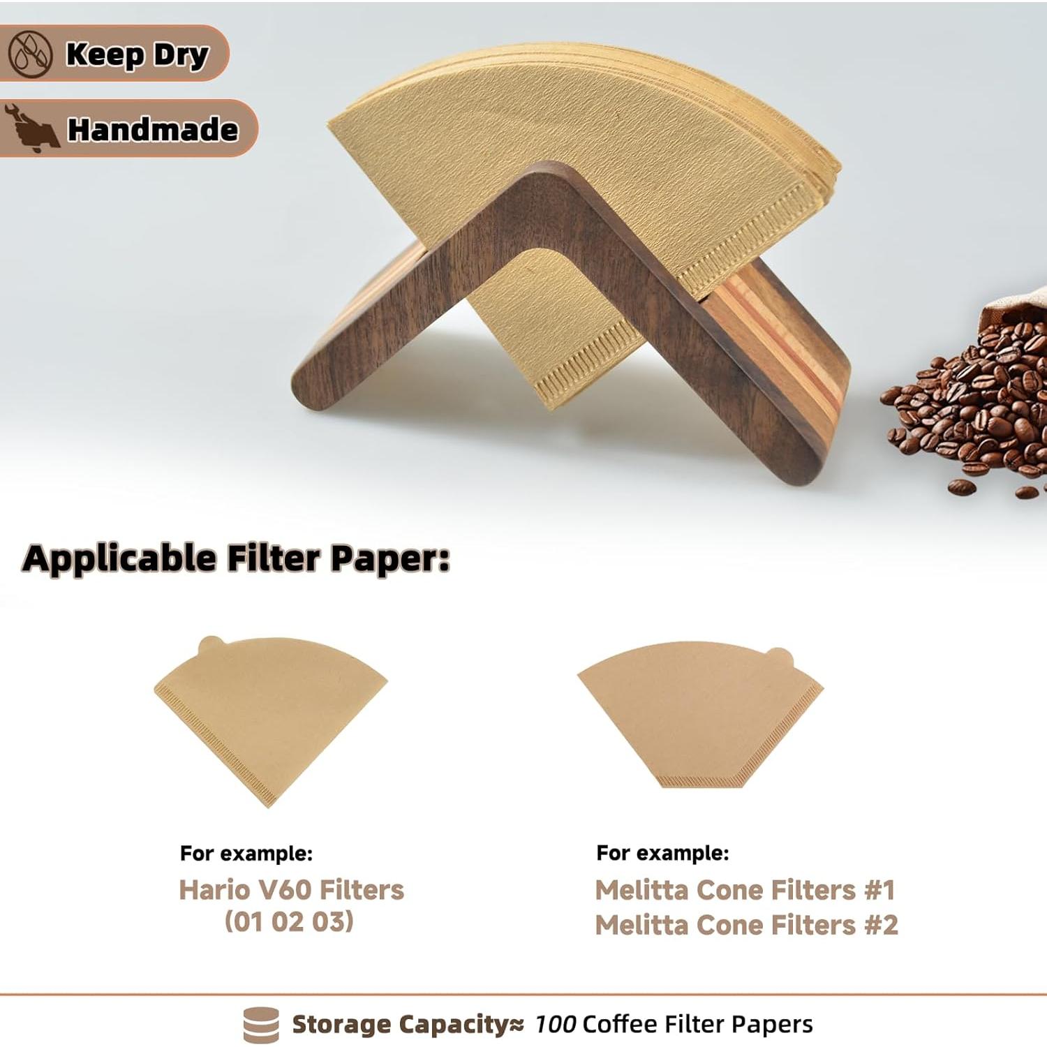Soporte de Filtros de Café XIFOWE de Madera para Cono V60