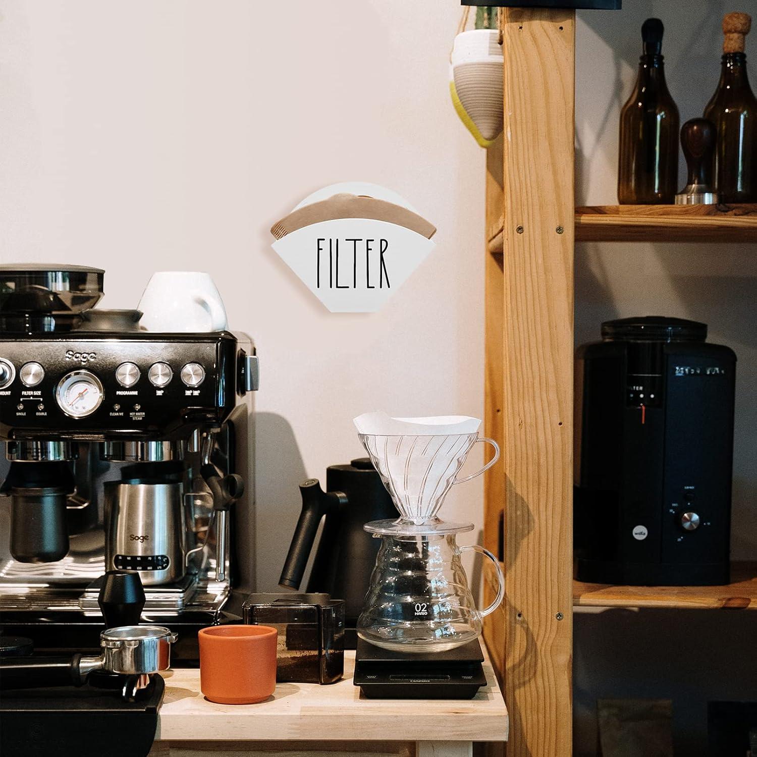 Soporte de Filtros de Café de Madera Blanco Estilo Granja