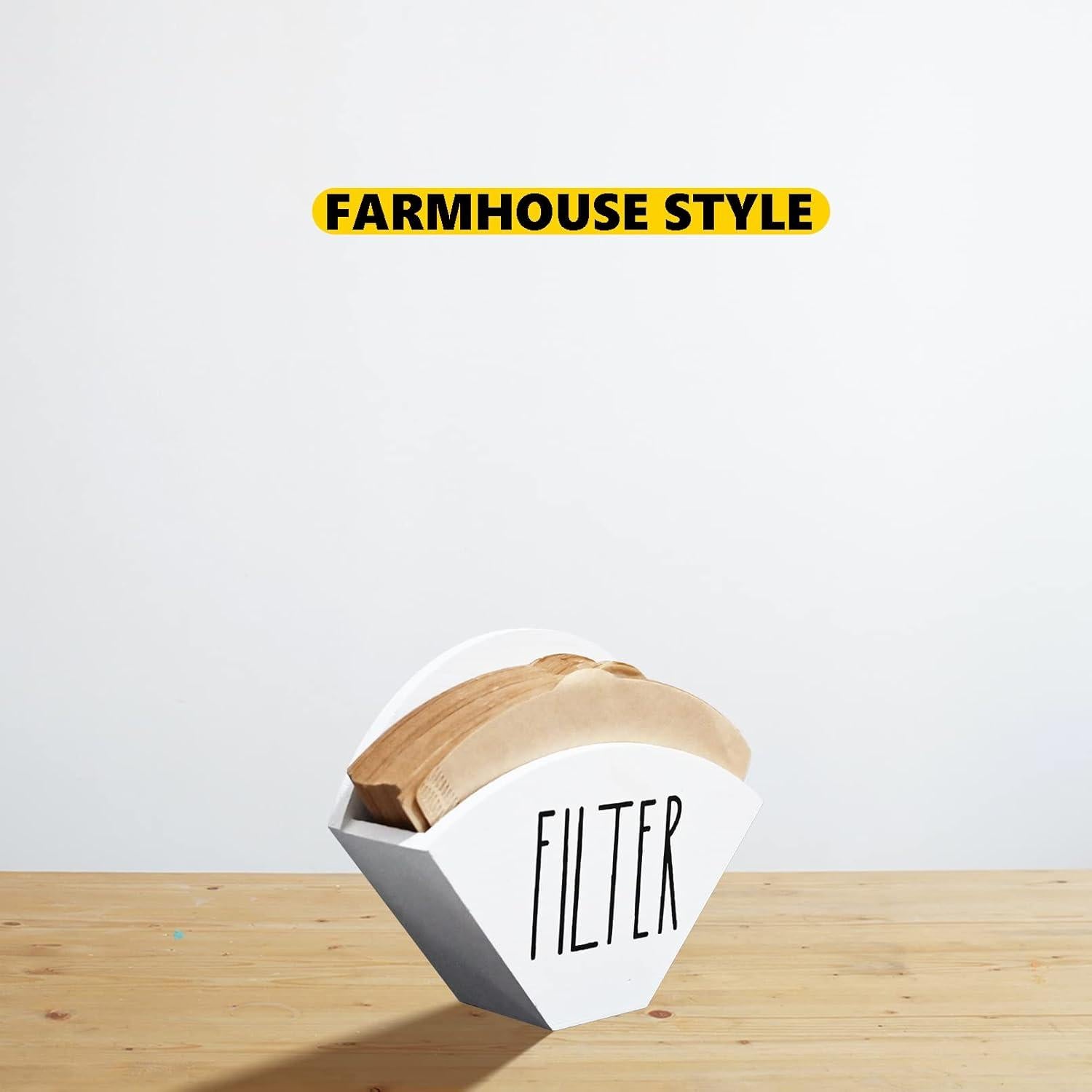 Soporte de Filtros de Café de Madera Blanco Estilo Granja