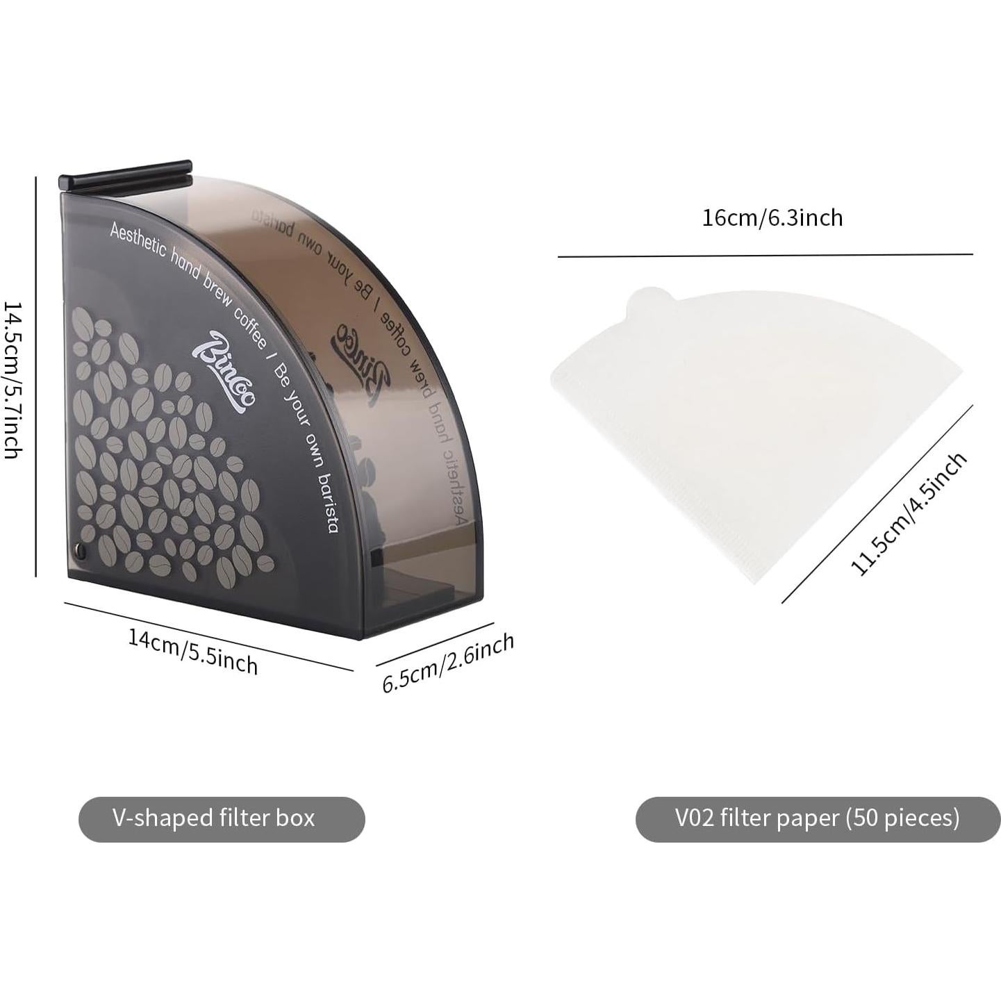 Soporte para Filtros de Café Bincoo + 50 Filtros Papel V02