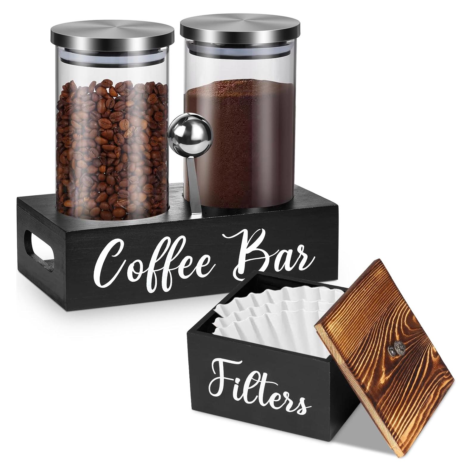 Juego de Tarros de Almacenamiento de Café de Vidrio 1.6L