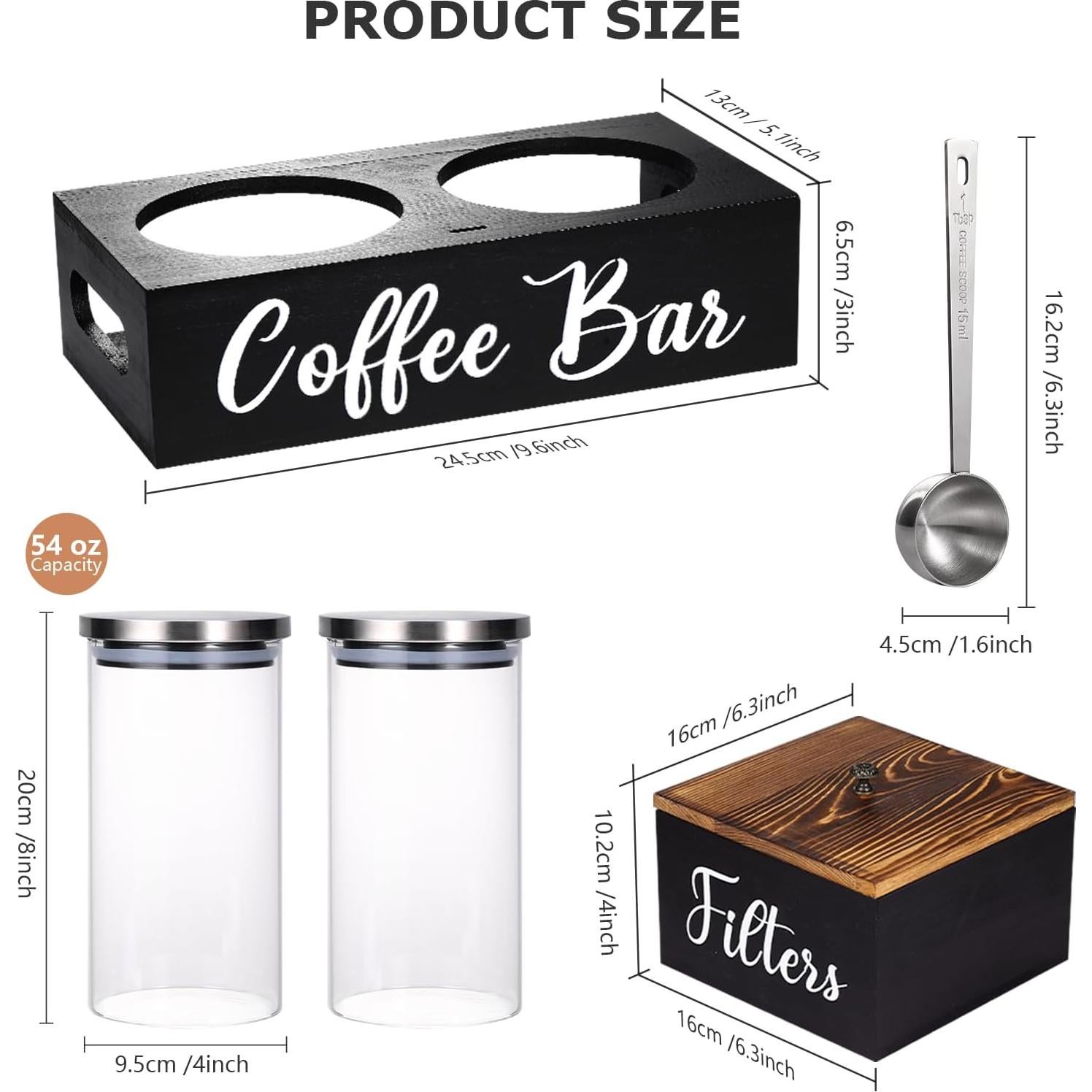 Juego de Tarros de Almacenamiento de Café de Vidrio 1.6L