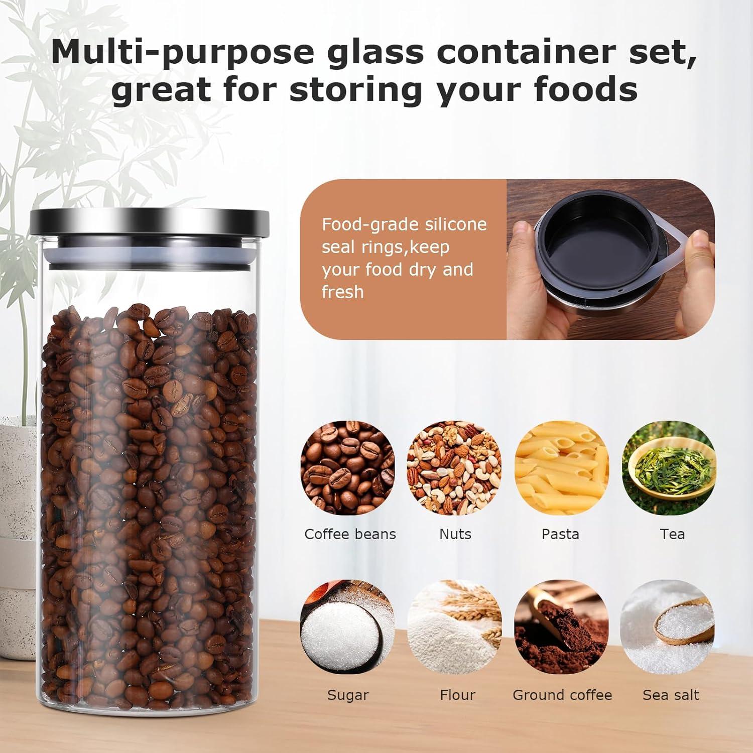 Juego de Tarros de Almacenamiento de Café de Vidrio 1.6L