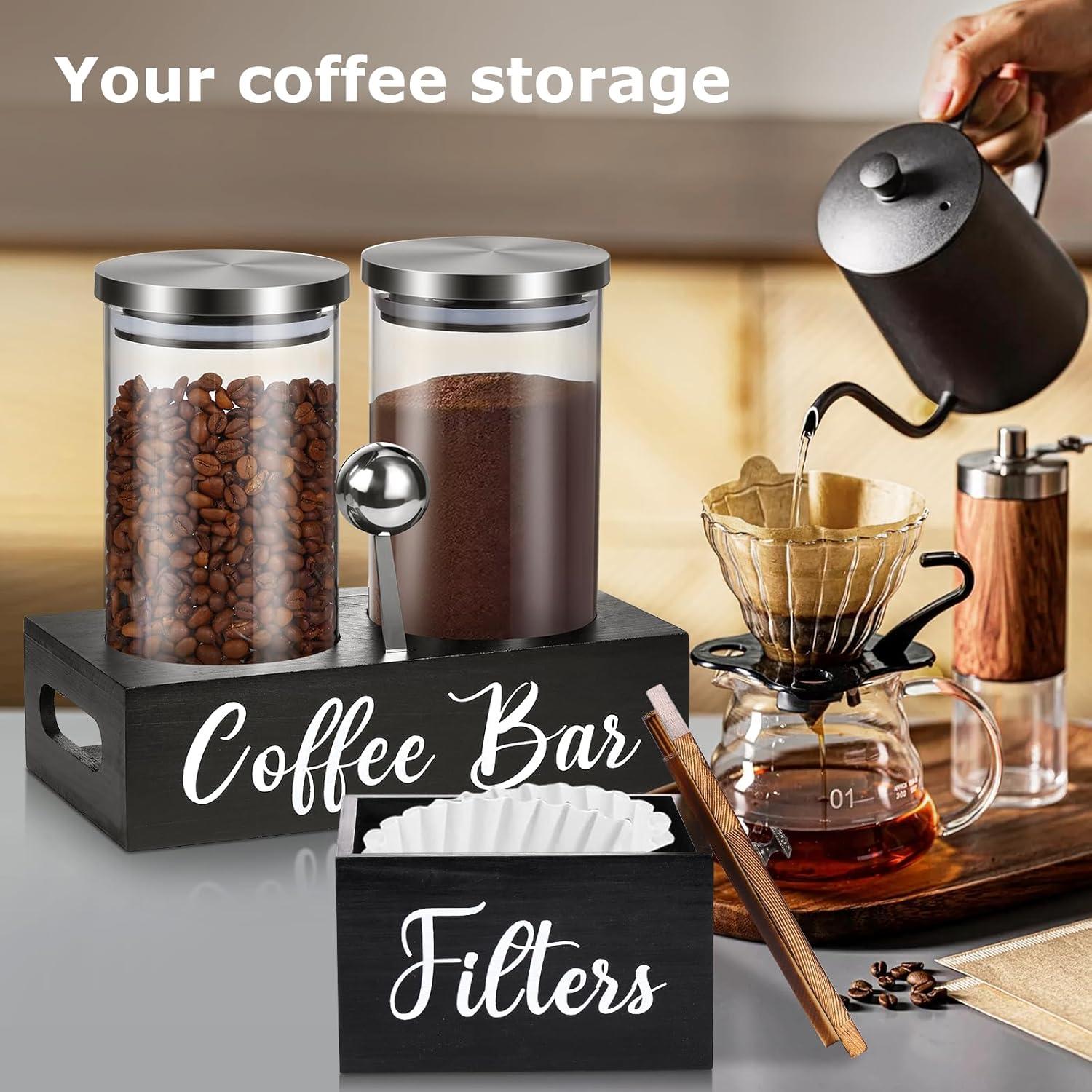 Juego de Tarros de Almacenamiento de Café de Vidrio 1.6L