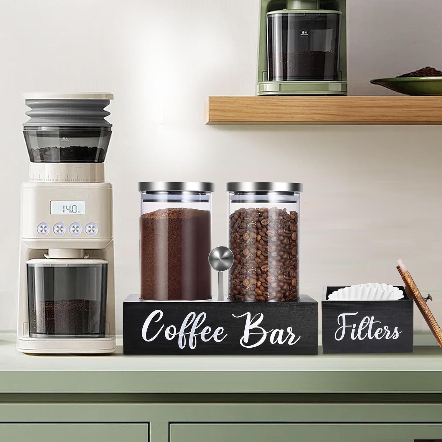 Juego de Tarros de Almacenamiento de Café de Vidrio 1.6L