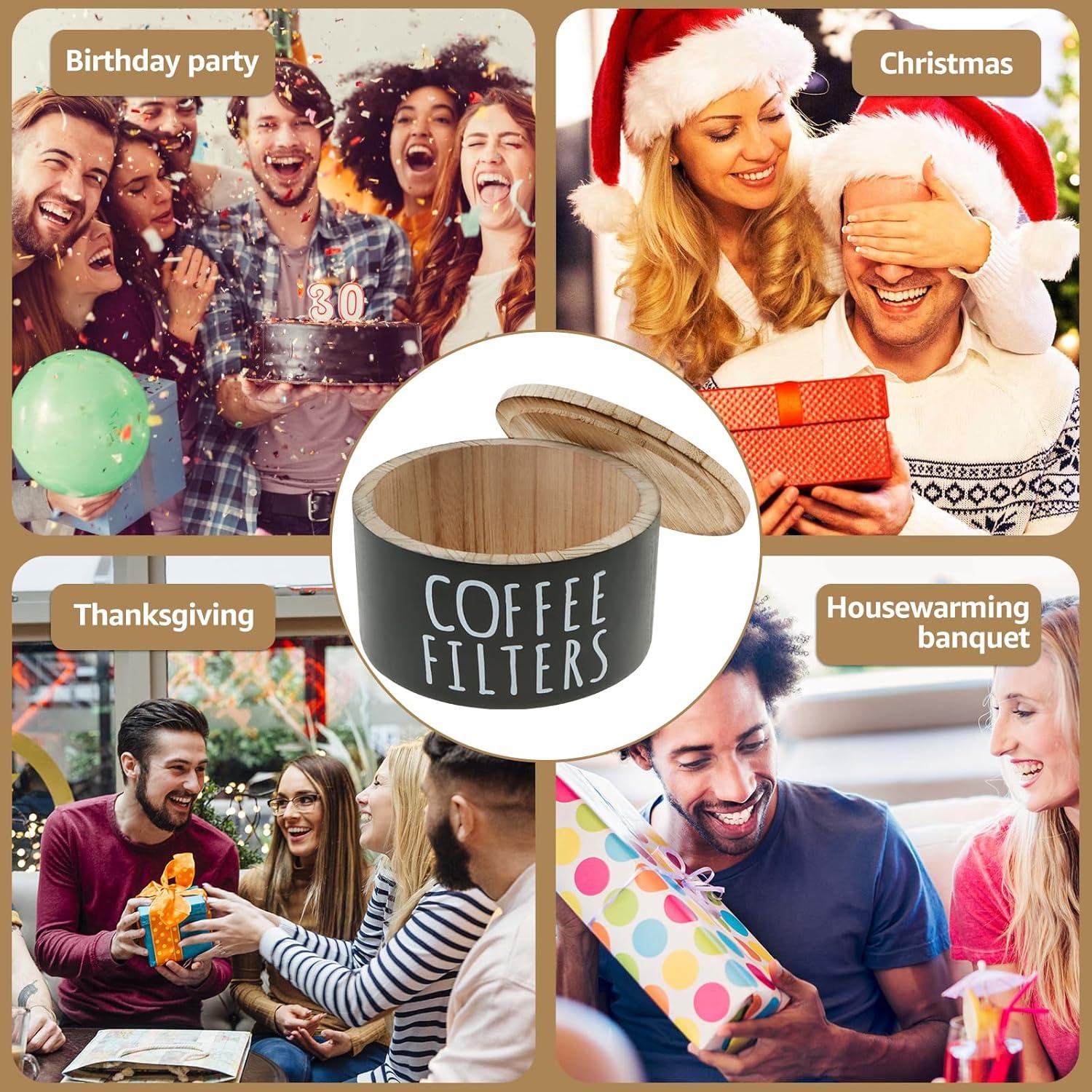 Canasta de Almacenamiento de Filtros de Café VMBQRTI con Tapa de Bambú