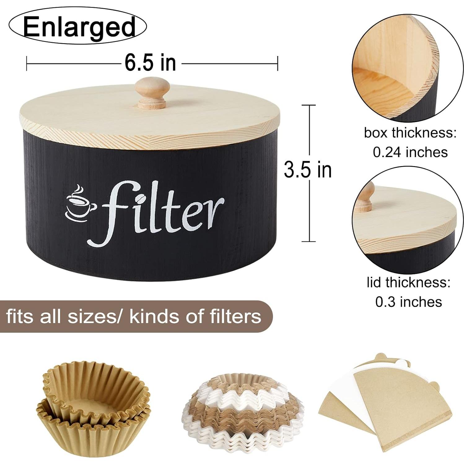 Soporte para Filtros de Café de Madera Negro con Tapa