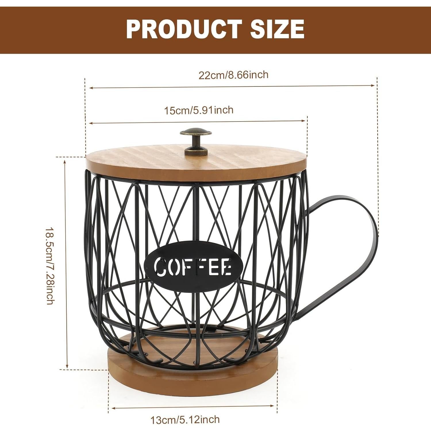 Soporte para cápsulas de café MABCIRY con tapa de madera 22x18.5cm