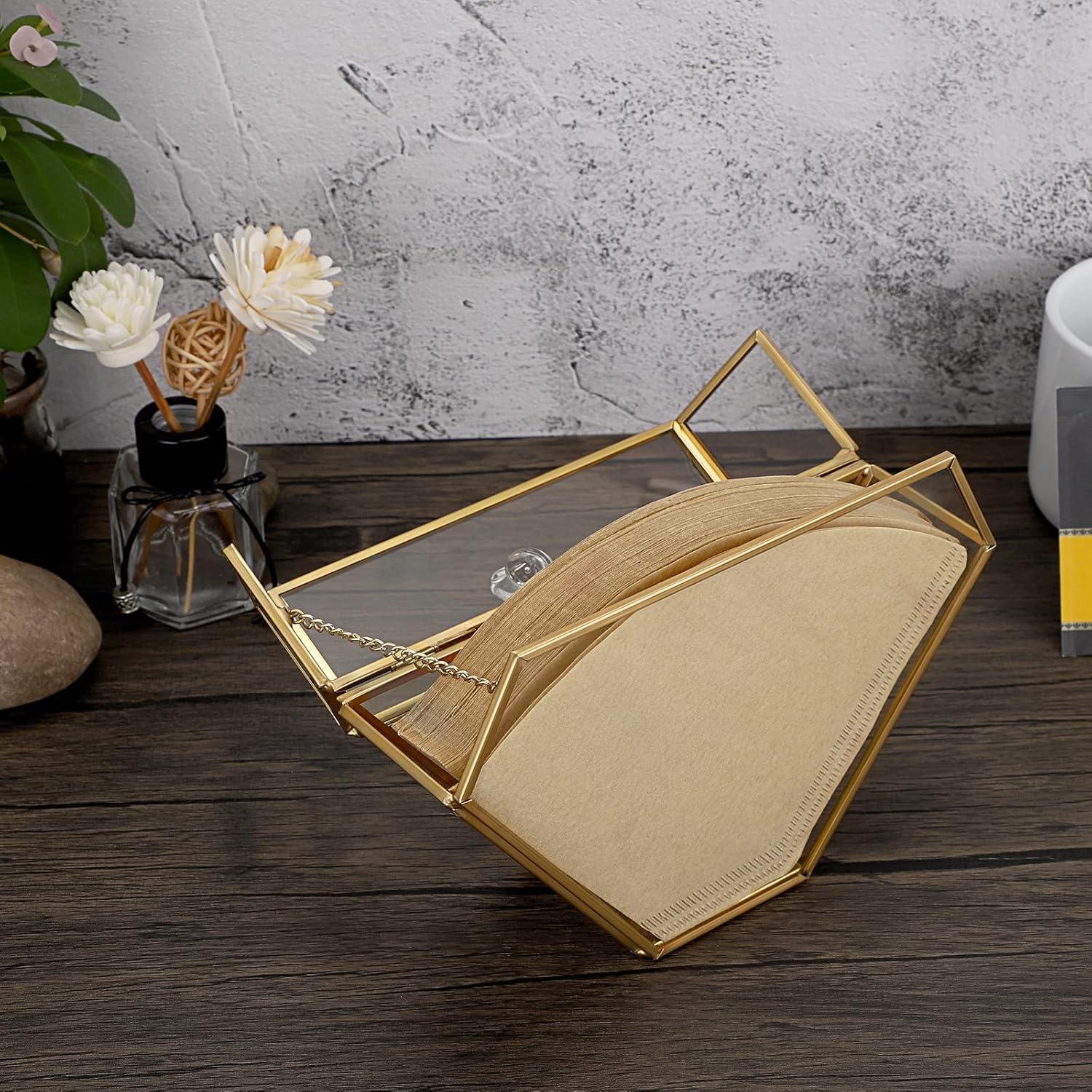 Soporte de Filtro de Café ELLDOO de Vidrio y Metal Dorado