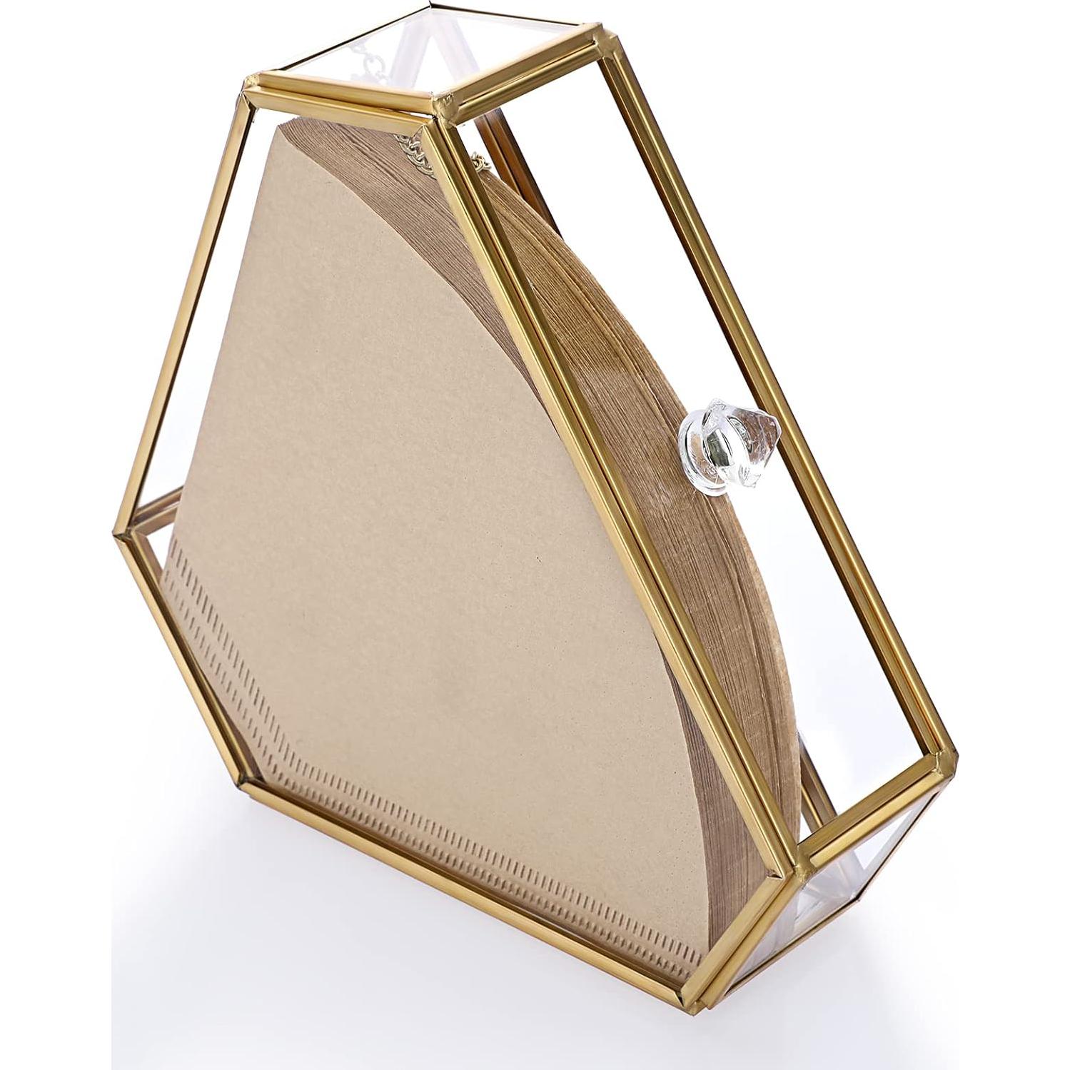 Soporte de Filtro de Café ELLDOO de Vidrio y Metal Dorado