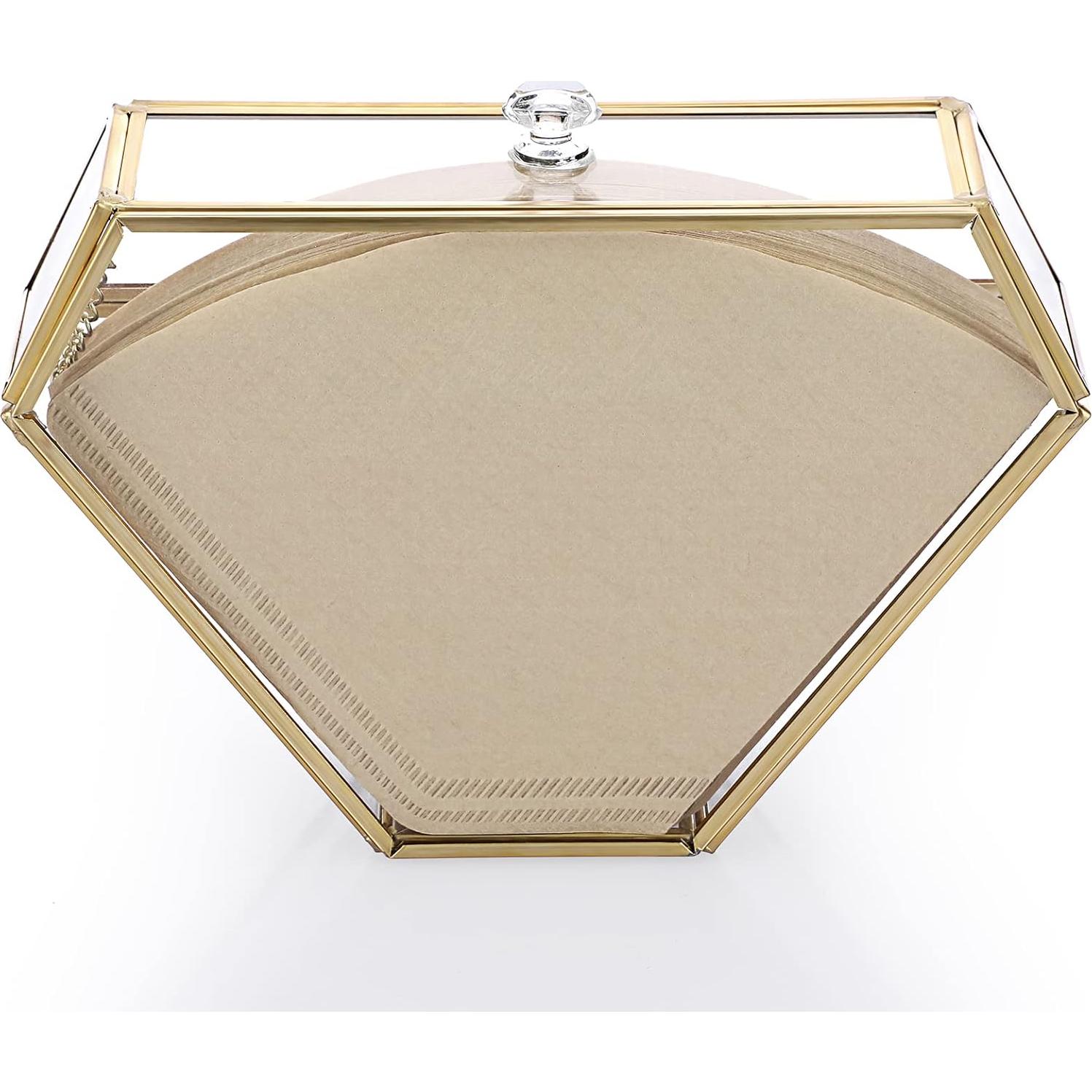 Soporte de Filtro de Café ELLDOO de Vidrio y Metal Dorado