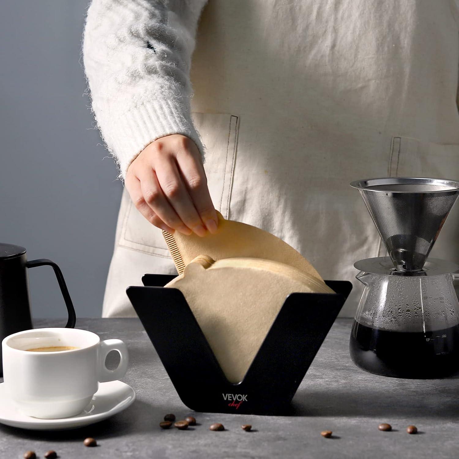 Soporte de Filtro de Café VEVOK CHEF con 100 Filtros de Papel