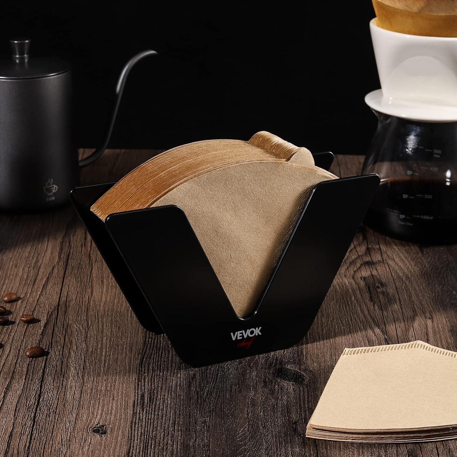Soporte de Filtro de Café VEVOK CHEF con 100 Filtros de Papel