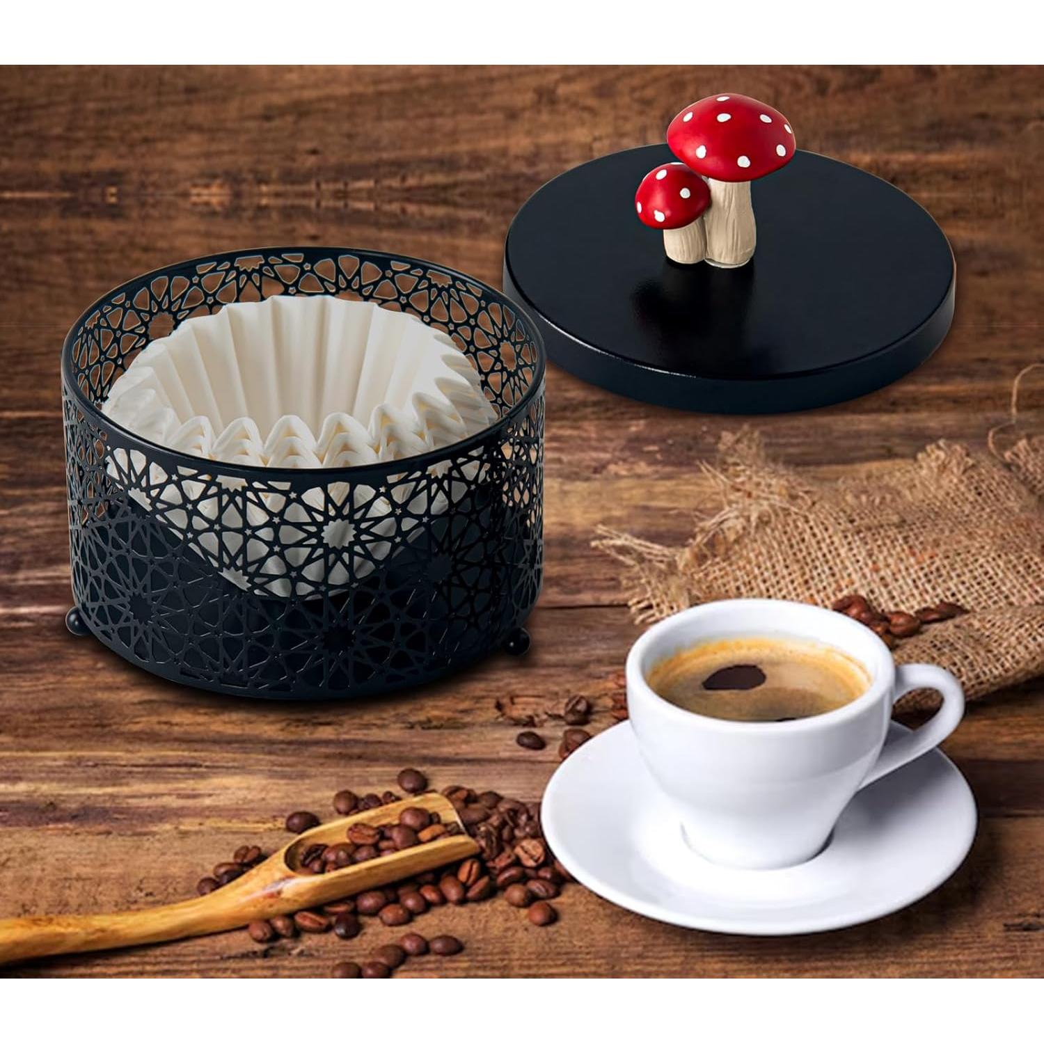 Soporte de Filtros de Café dgudgu - Acero Negro 16.7x17x12.5 cm