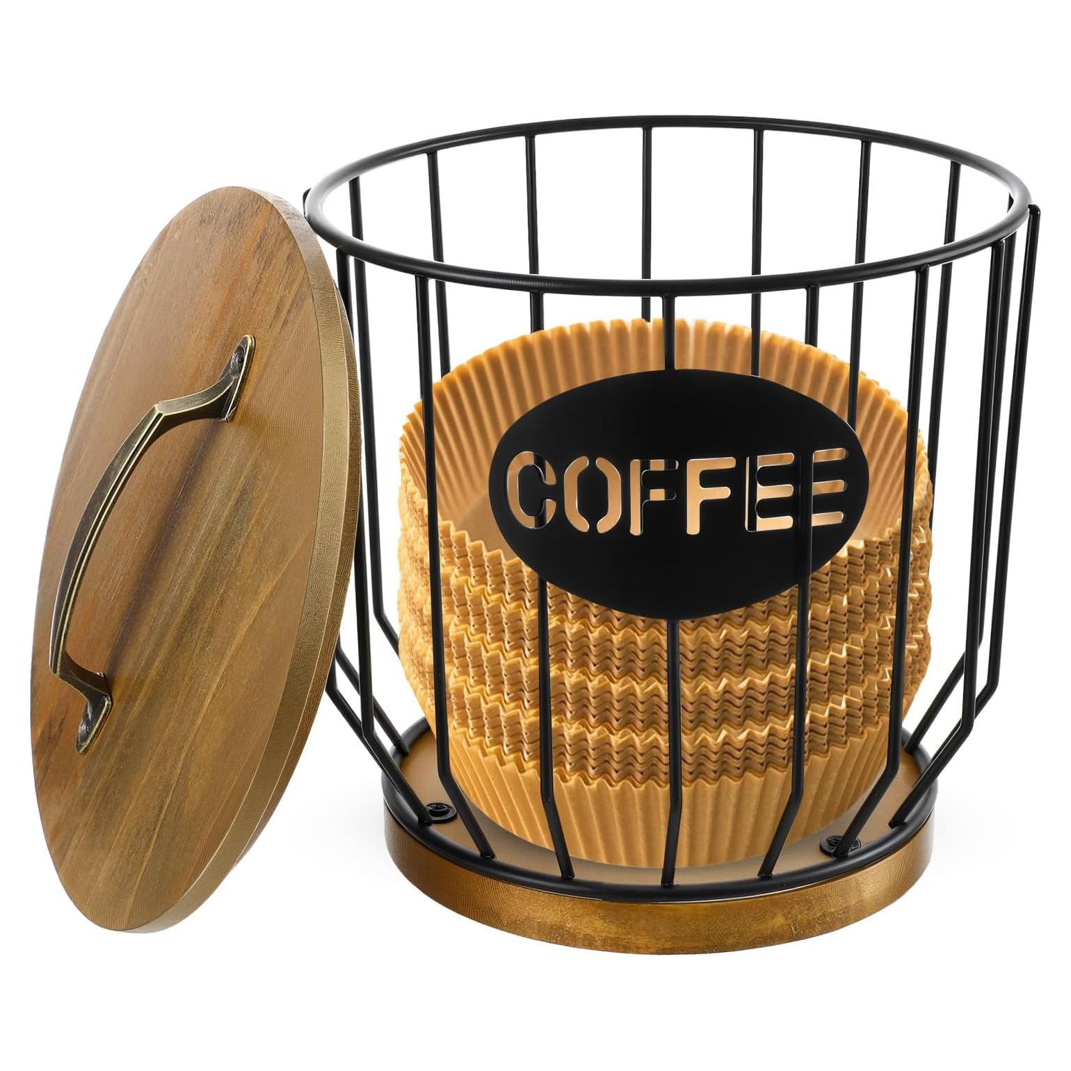 Soporte para Filtros de Café Yuanan con Tapa de Madera 16.5x18 cm