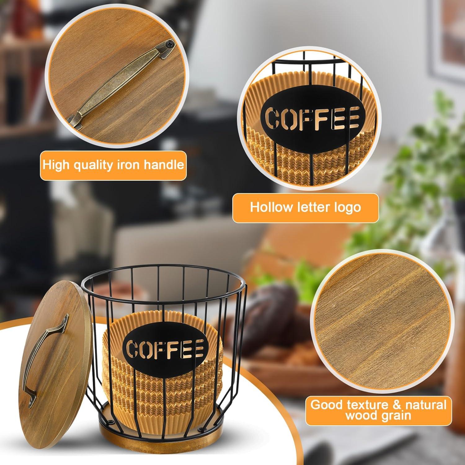 Soporte para Filtros de Café Yuanan con Tapa de Madera 16.5x18 cm